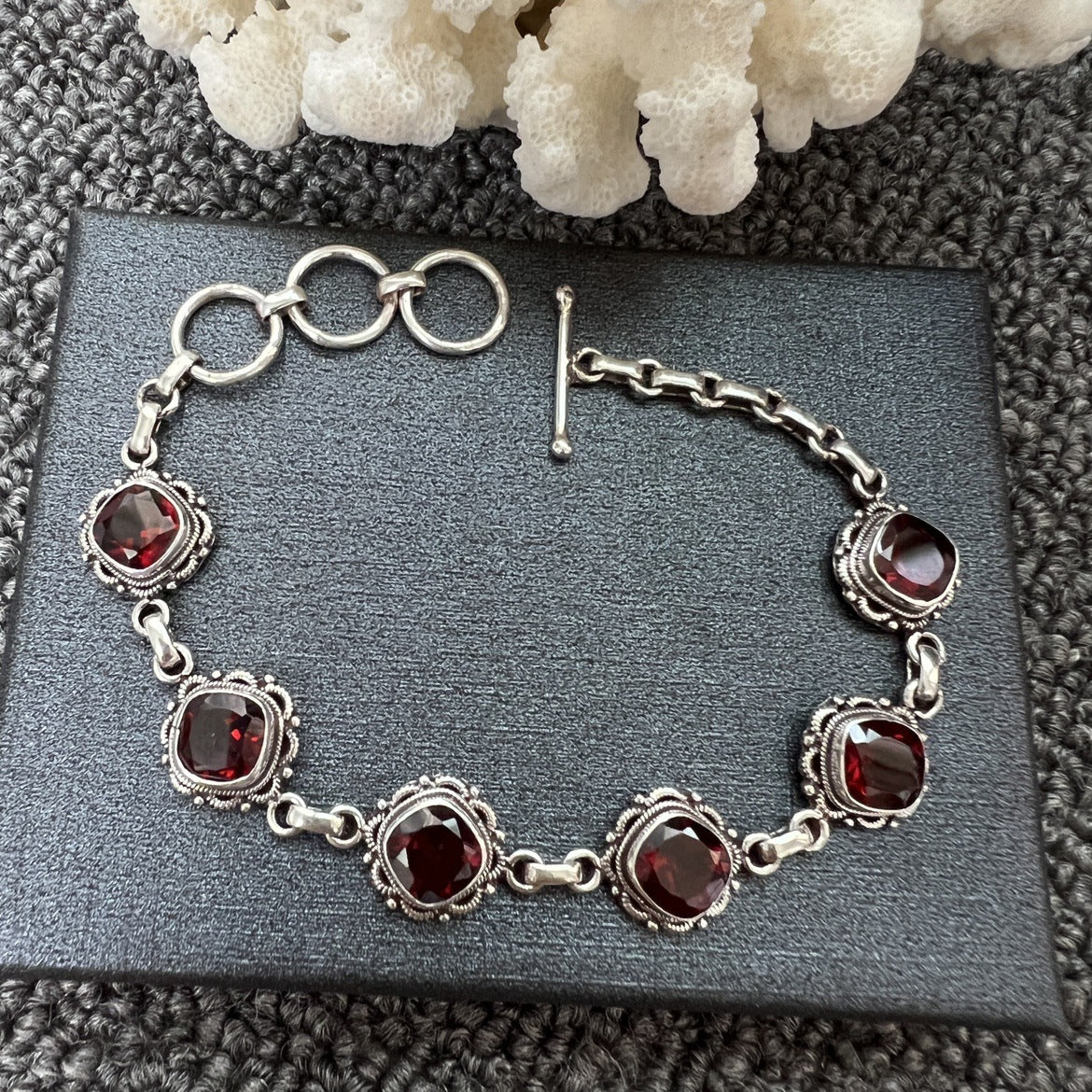 Nepal Handmade 925 Inlaid Yellow Crystal Ruby Amethyst Opal Stone Vintage Bracelet