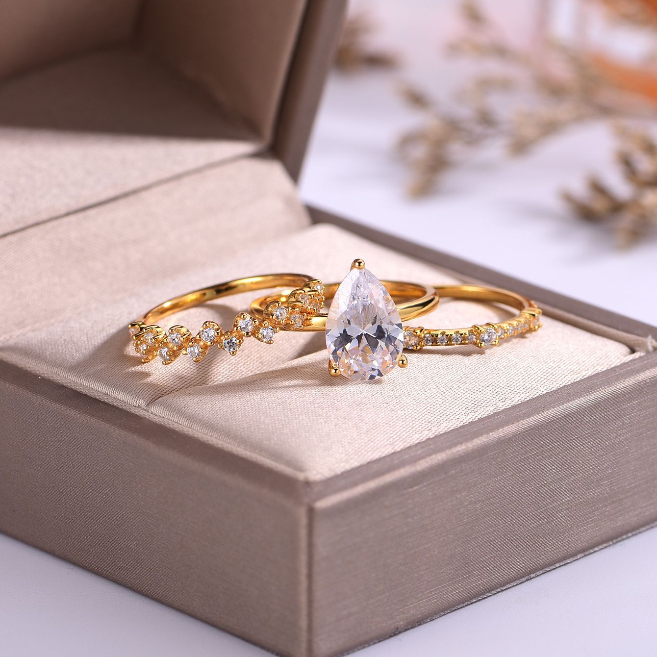 S925 Silver Moissanite Three-Piece Ring Set for Women, Internet Celebrity Hot Item, Simple Fashion Wedding Jewelry, Wholesale from Factory Source