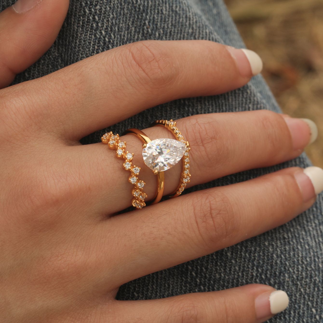 S925 Silver Moissanite Three-Piece Ring Set for Women, Internet Celebrity Hot Item, Simple Fashion Wedding Jewelry, Wholesale from Factory Source