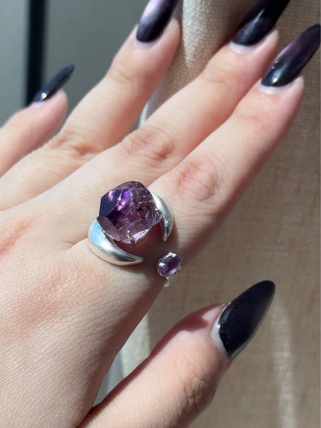 Baoyue Original Design Handmade 925 Silver Open Ring · White Flashing Version