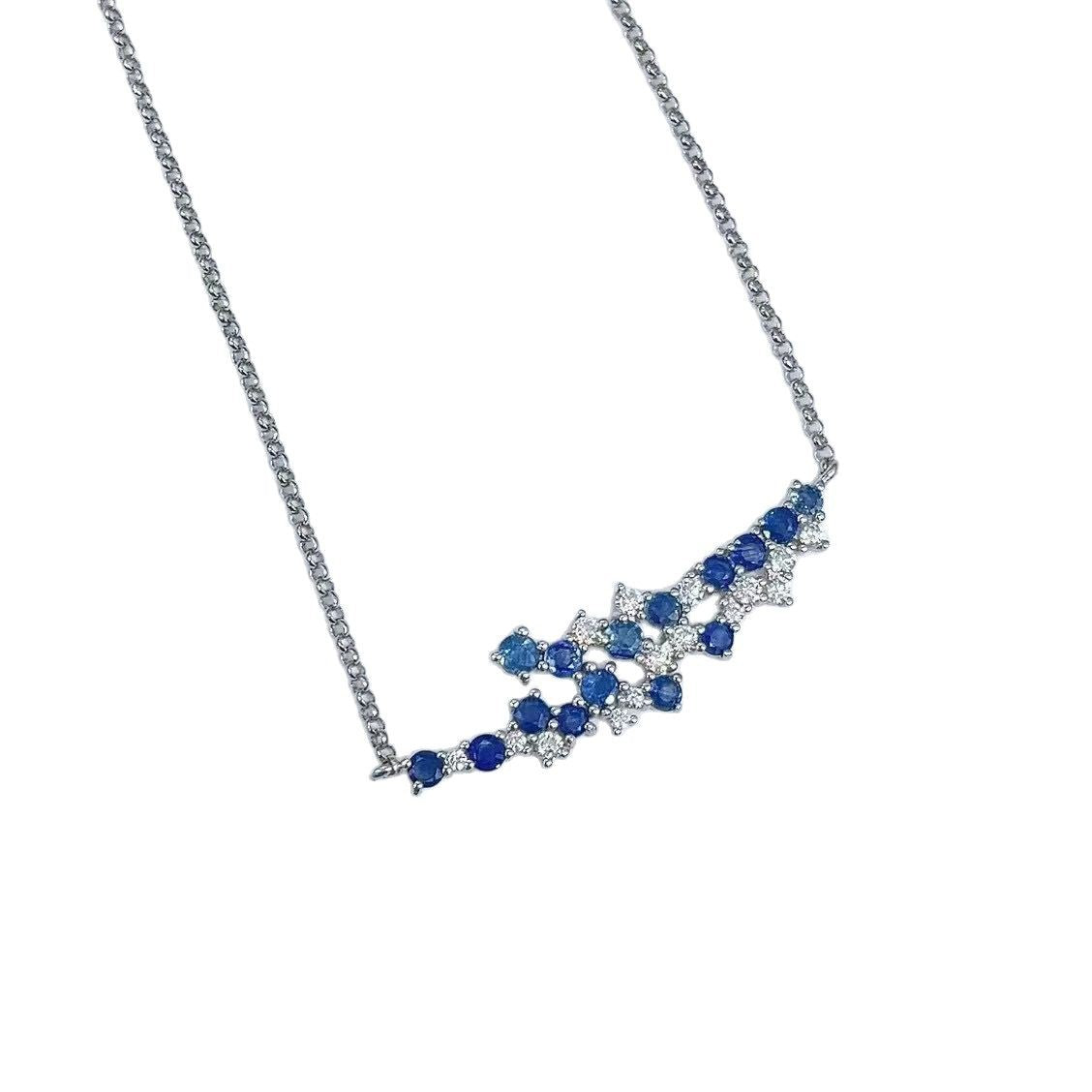 S925 Sterling Silver Wisteria Flower Smile Sweet Sapphire Necklace