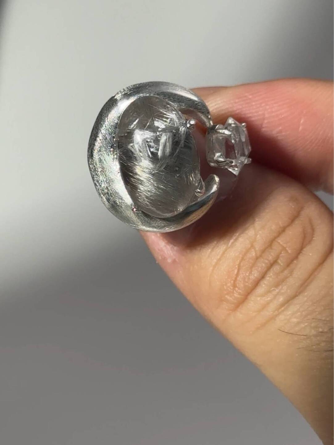 Baoyue Original Design Handmade 925 Silver Open Ring · White Flashing Version