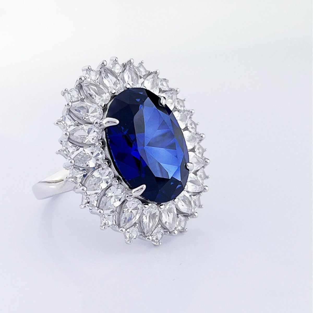 S925 Sterling Silver Sapphire Ring Hand Jewelry Light Luxury Super Flash High-grade Ring