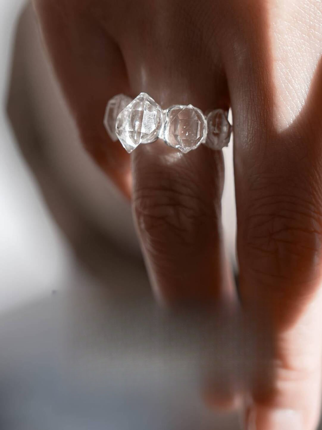 Natural Flash Crystal Ring Original Design Customization Silver Ring · White Flash Version 925 Silver Open Ring