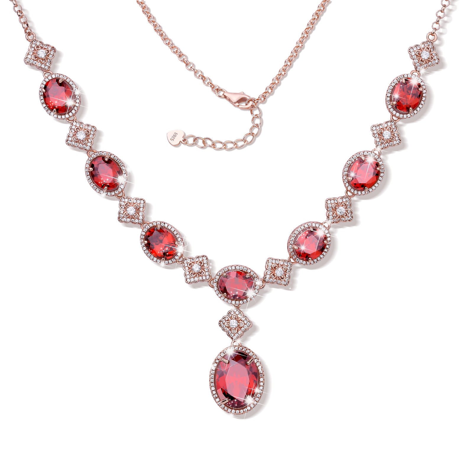 s925 Silver New fashion Exquisite Atmosphere Ruby Necklace