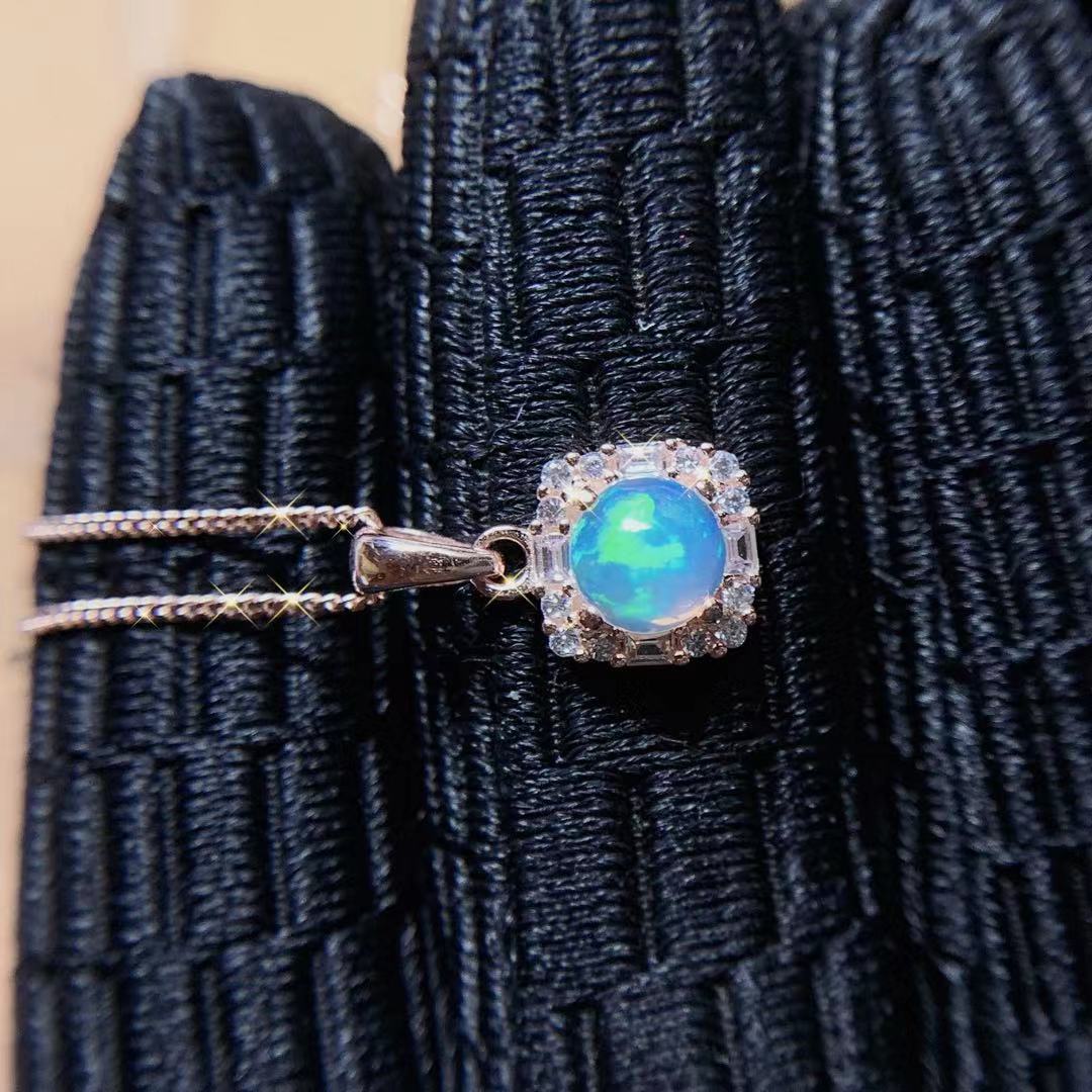 Natural Opal Set 925 Silver Inlaid Pendant Ring Jewelry for Women Gift for Girlfriend Live Supply