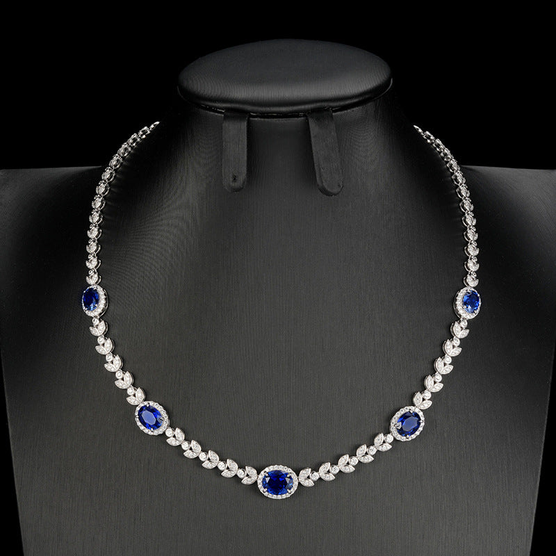 S925 Sterling Silver Luxury Vintage Cultivated Red Sapphire Wheat Ear Fashion Jewelry Necklace