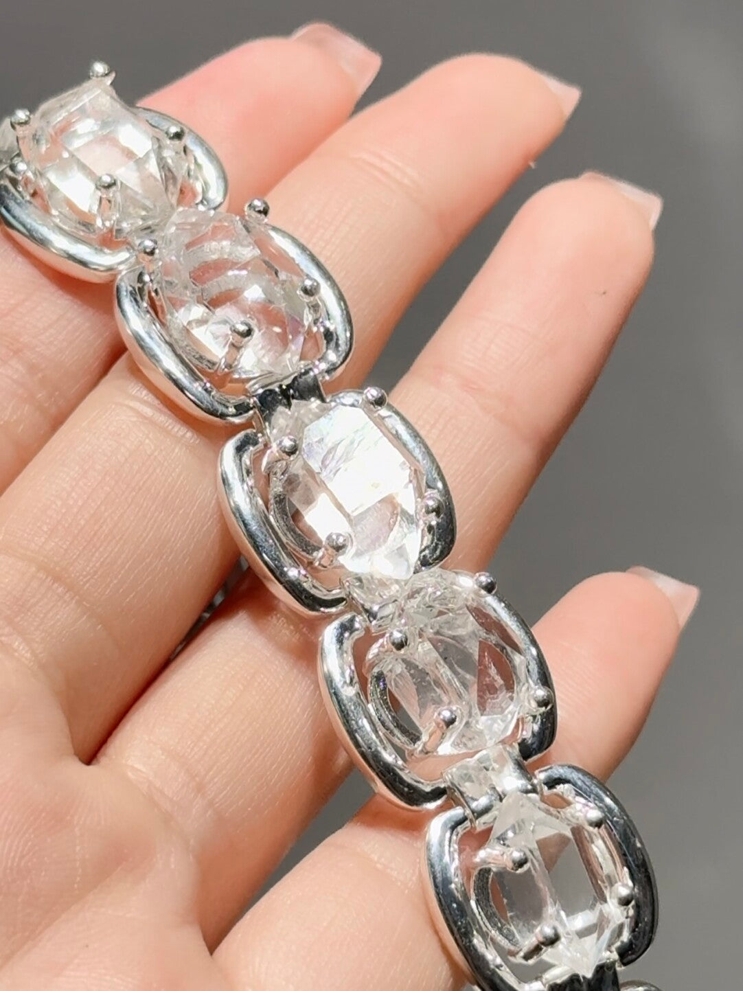 Bracelet Halo Original Design en argent 925 · Version à reflets blancs 