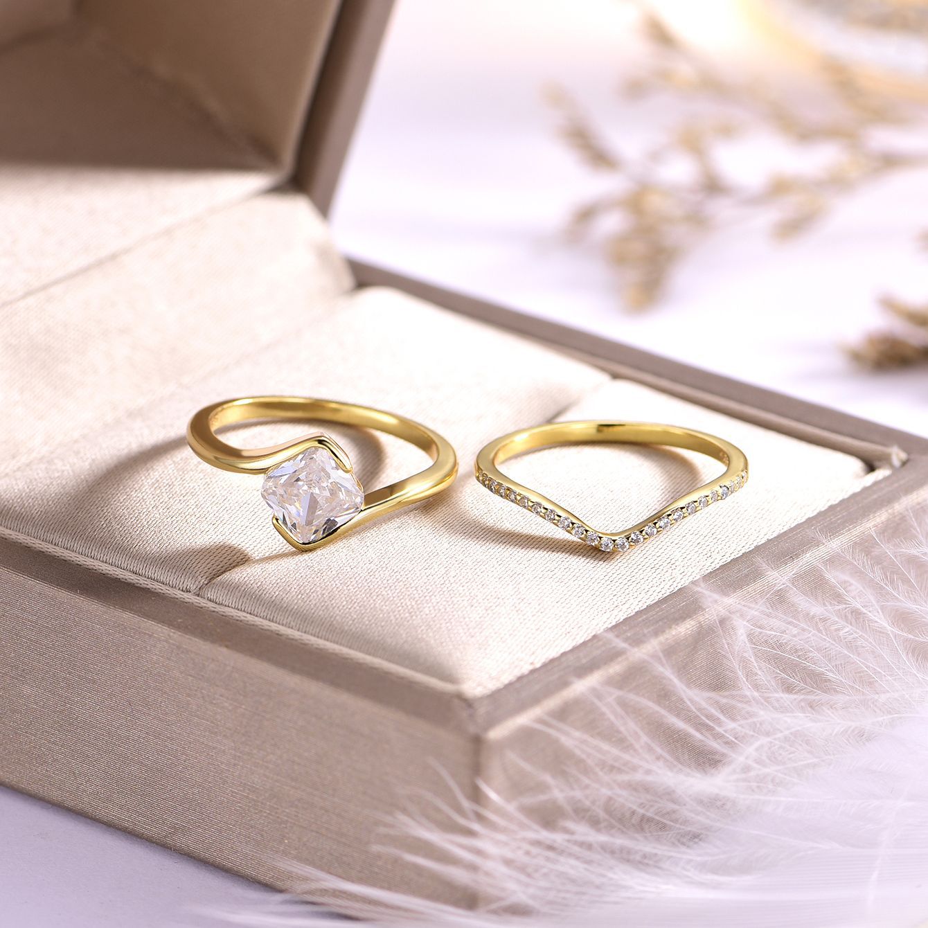 S925 Silver Set Inlaid Round Moissanite Ring Independent Hot Sale Elegant Fashion Combination Ring