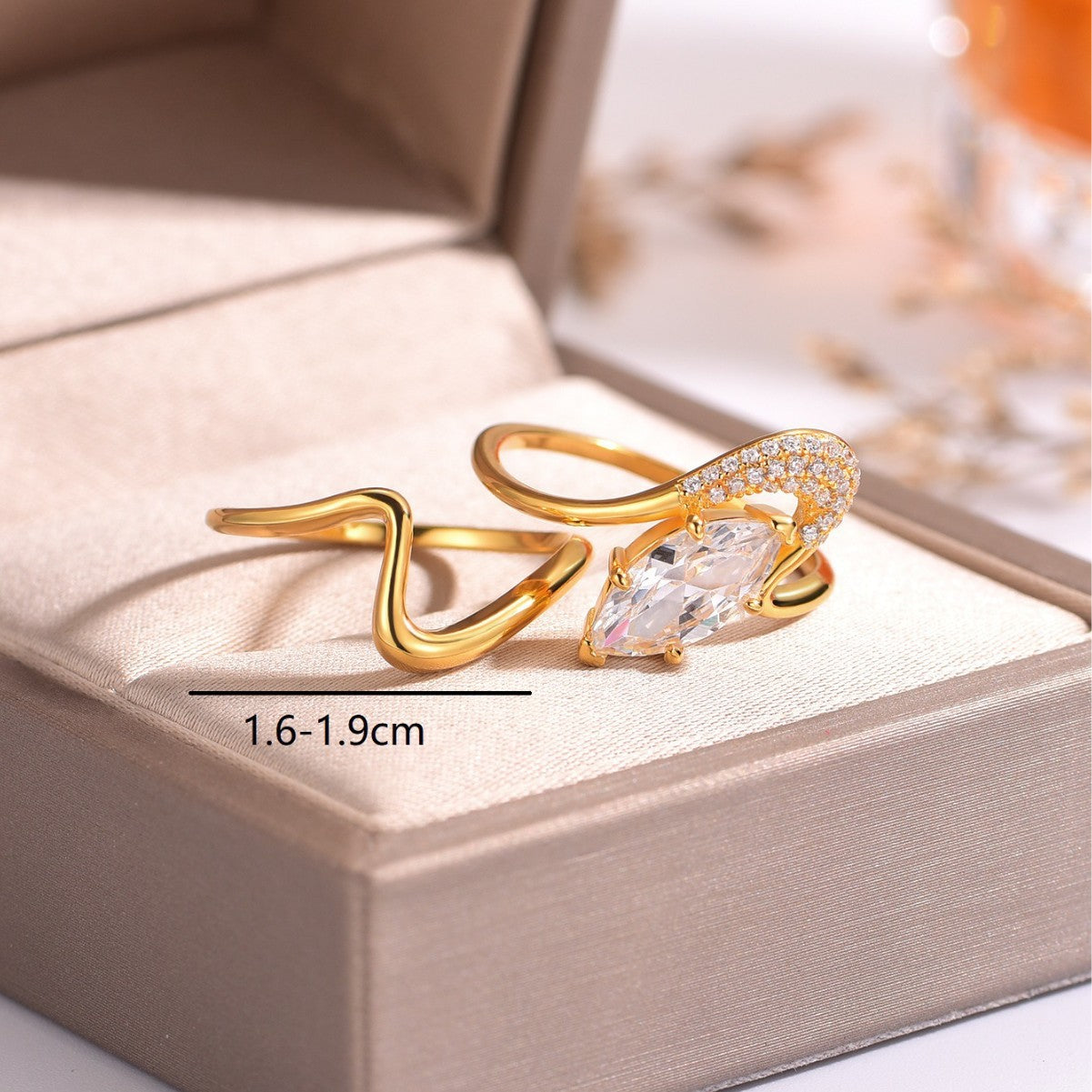 S925 Silver Stacked Moissanite Ring Horse Eye Main Stone Gold Hollow Curve Design Women's Hot-Selling Bestseller