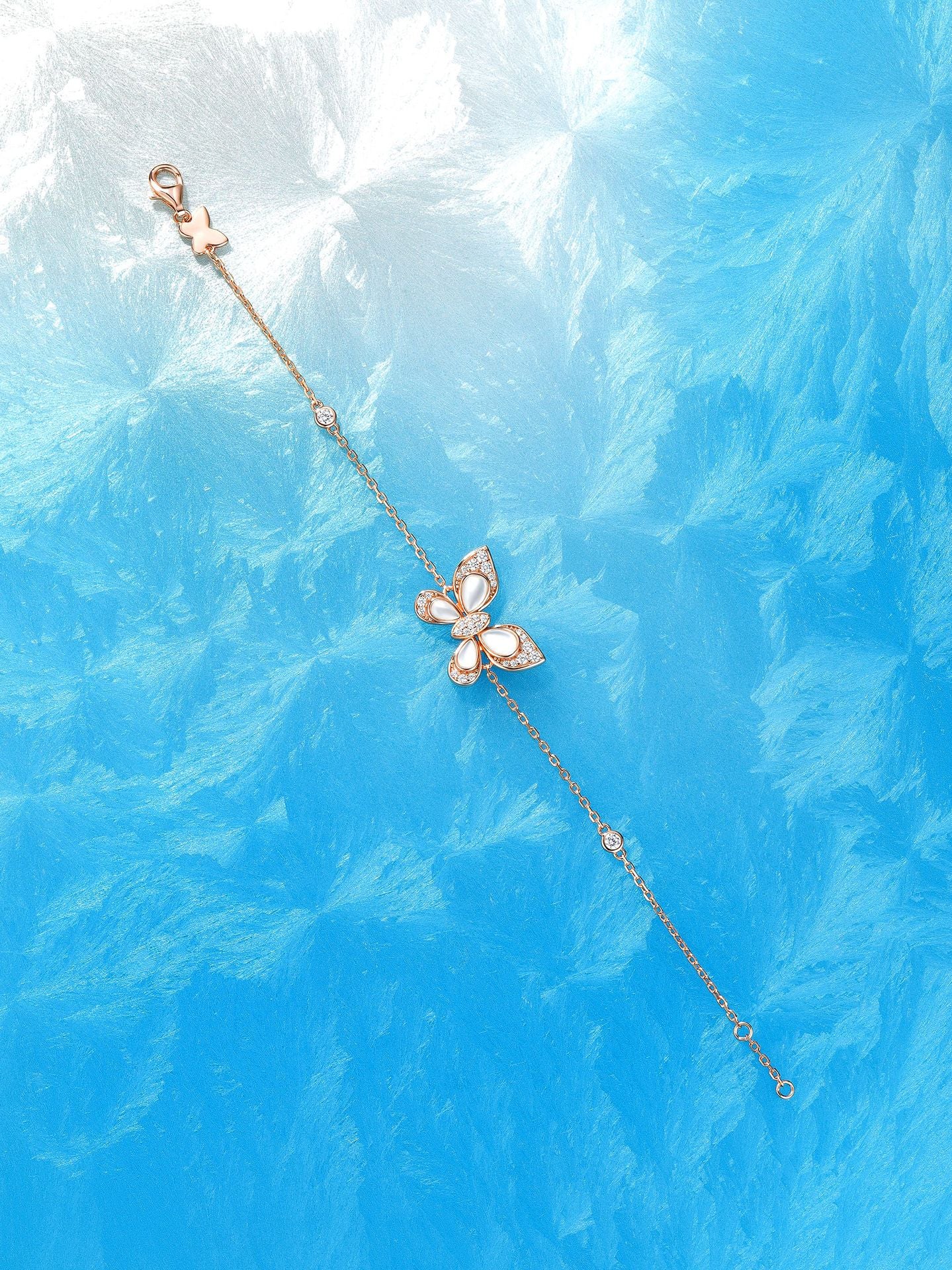 Inlaid Red Agate White Mother-of-Pearl Turquoise Sterling Silver Butterfly Bracelet