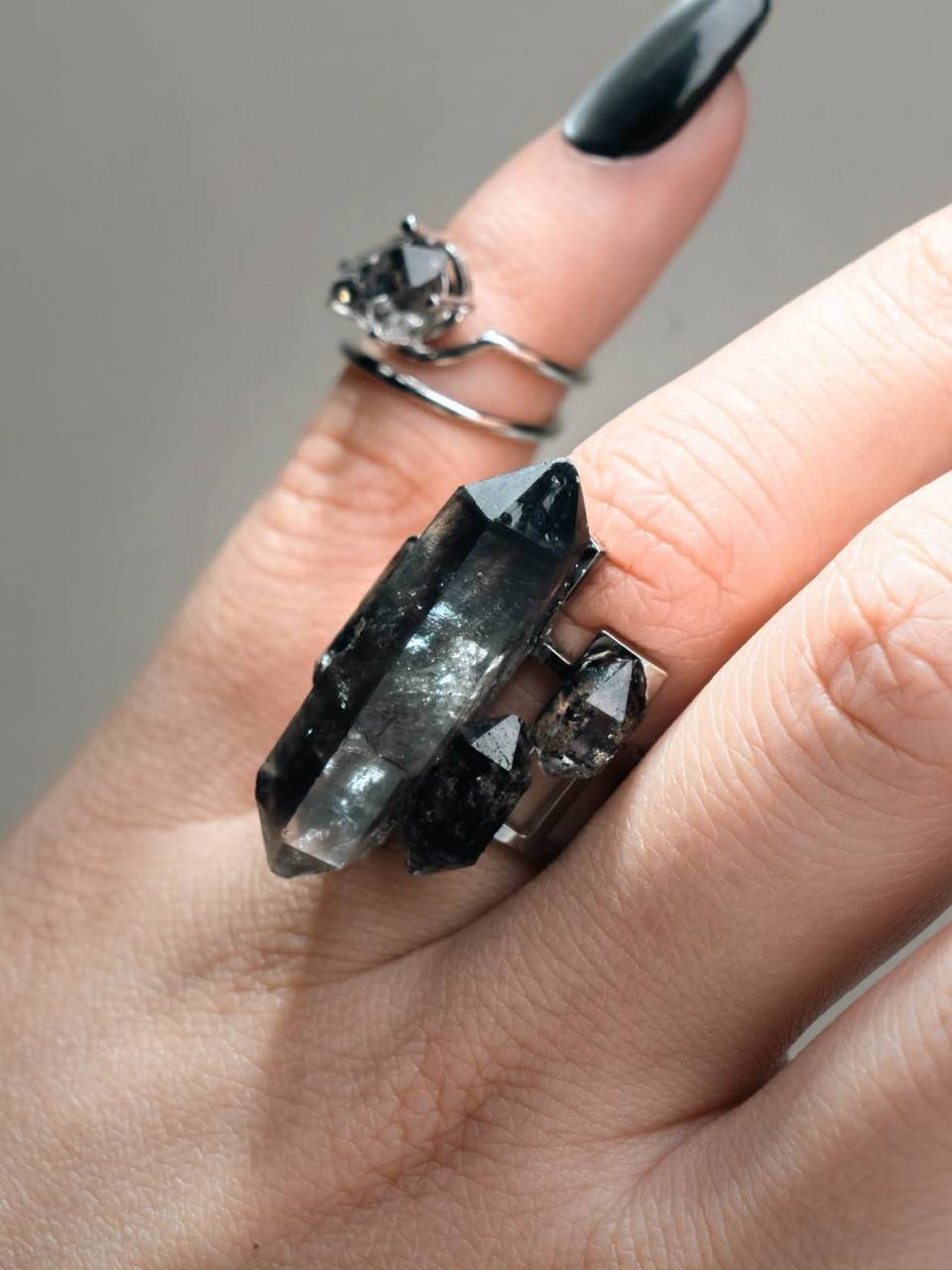 Shining Original Handmade Ring Niche Personality Black Shining