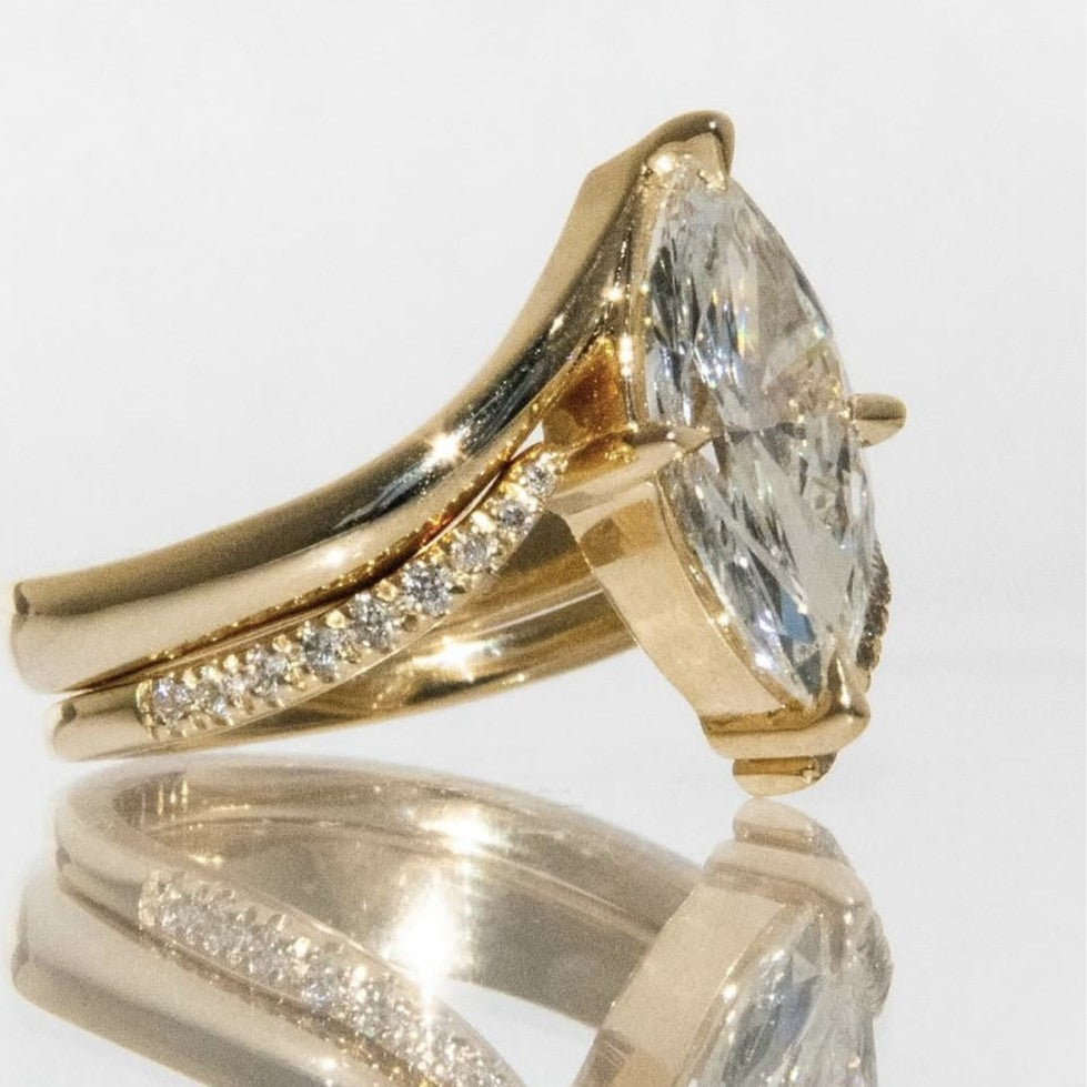 S925 Silver Horse Eye Moissanite Ring Stackable Set Ring Curve Ring Arm Inlaid Stone Gold Luxury Fashion Women's Hot Item