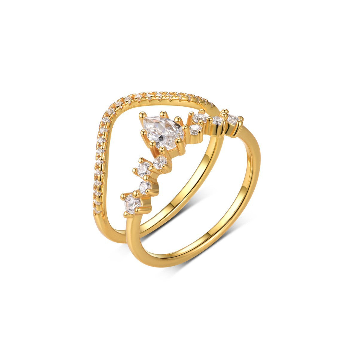 Ensemble de deux bagues en argent S925 et moissanite - Vente en gros - Vente indépendante - Vente en gros 