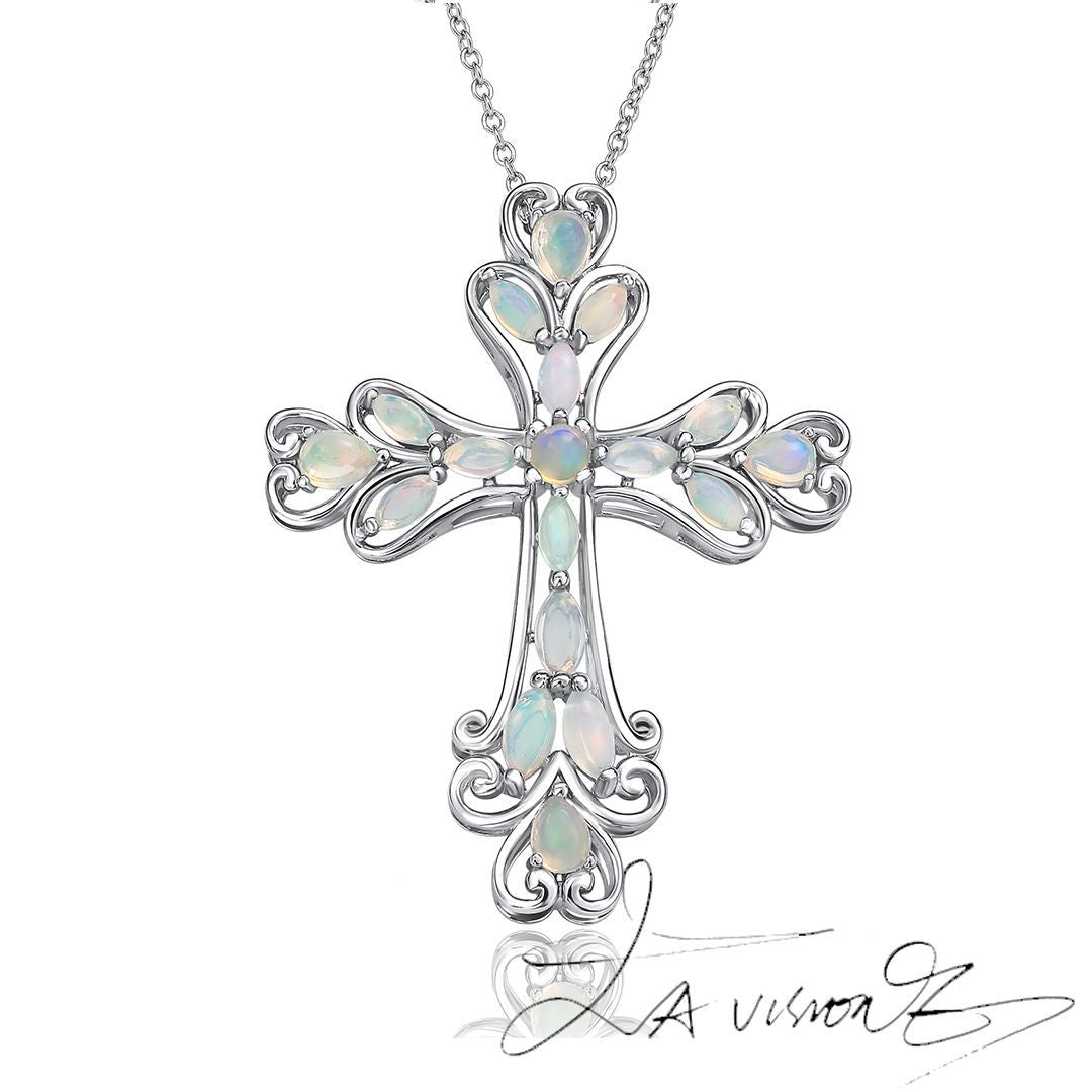 S925 Silver Inlaid Opal Pendant