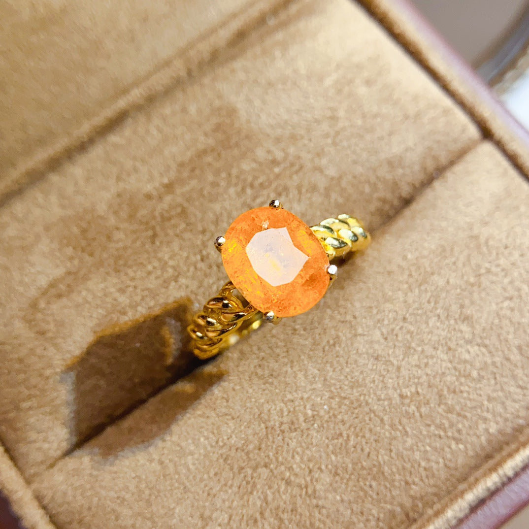 S925 Silver Inlaid Main Stone 7*9mm Natural Garnet Ring