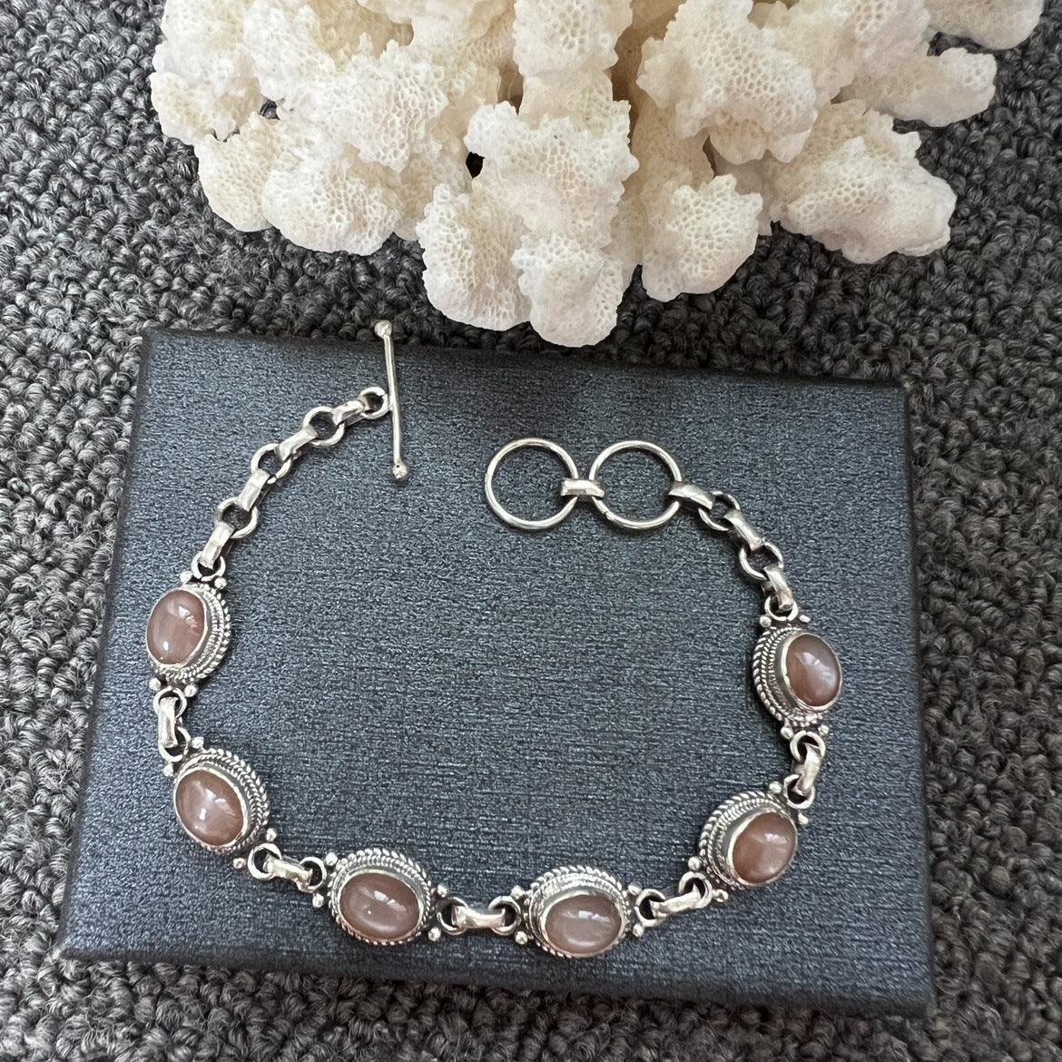 Nepal Handmade 925 Inlaid Yellow Crystal Ruby Amethyst Opal Stone Vintage Bracelet