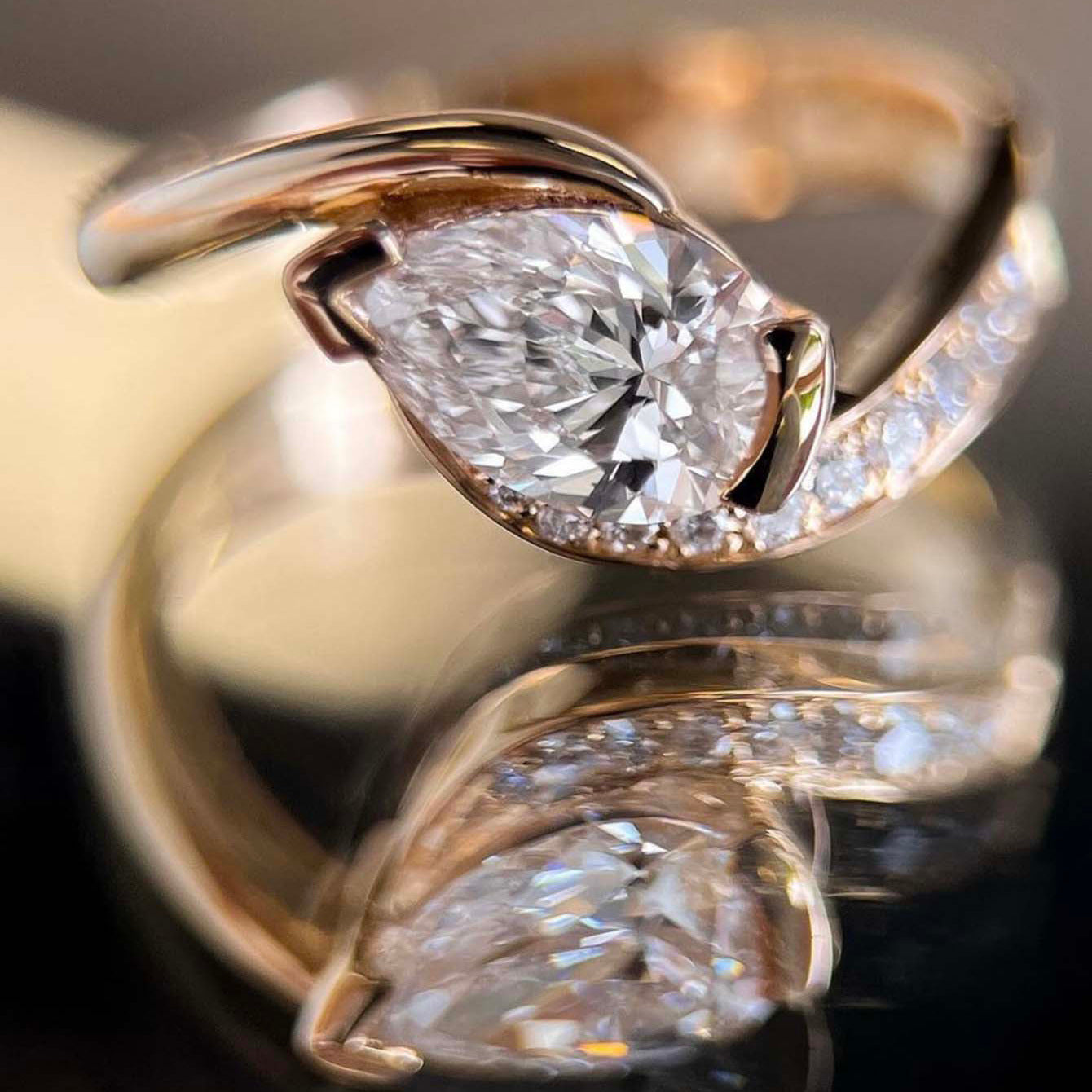 S925 Silver Water Drop Moissanite Women's Ring Light Luxury Gold Inlaid Internet Celebrity Hot Sale In Stock Wholesale Exquisite