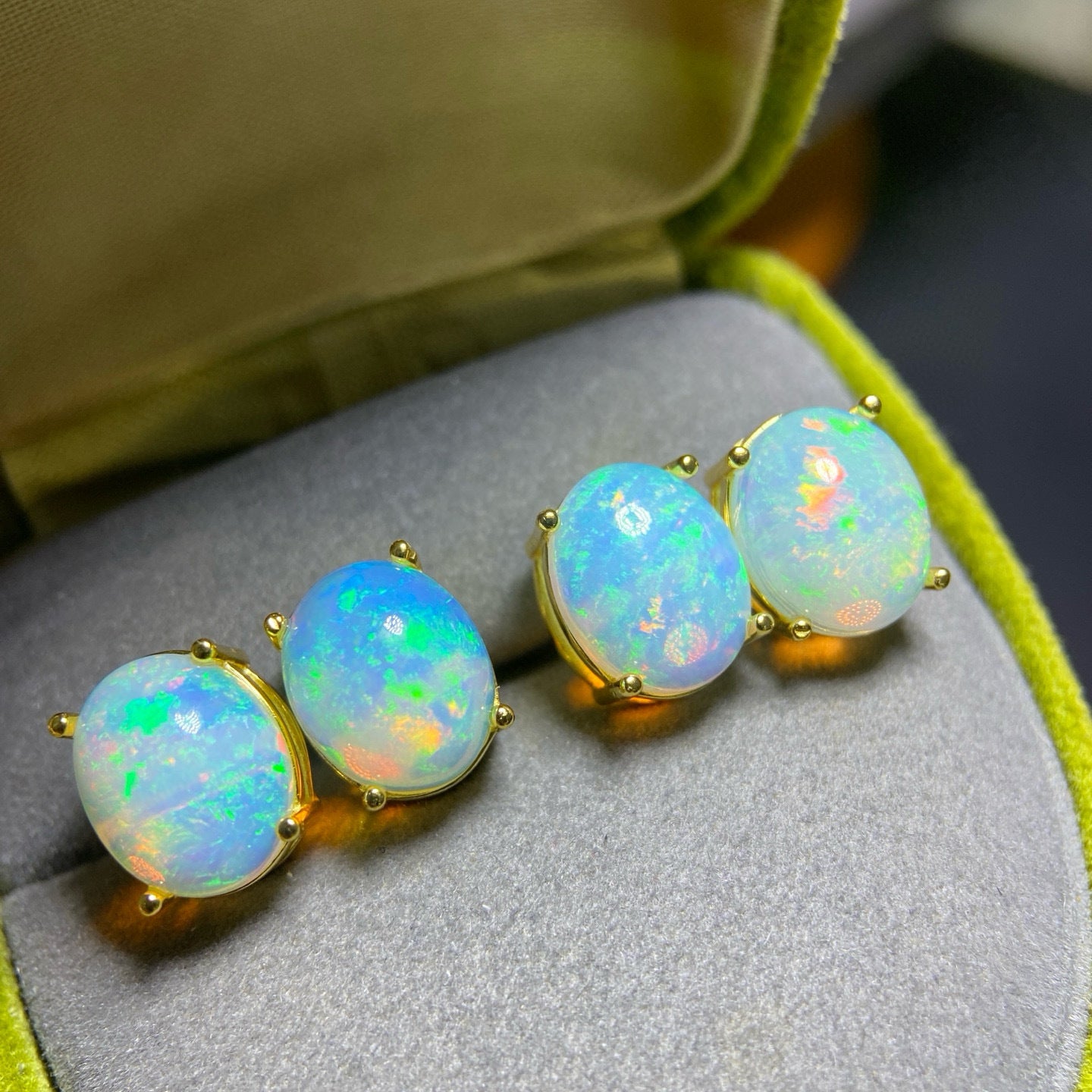 S925 Silver Inlaid Main Stone 9x11 Natural White Opal Earrings