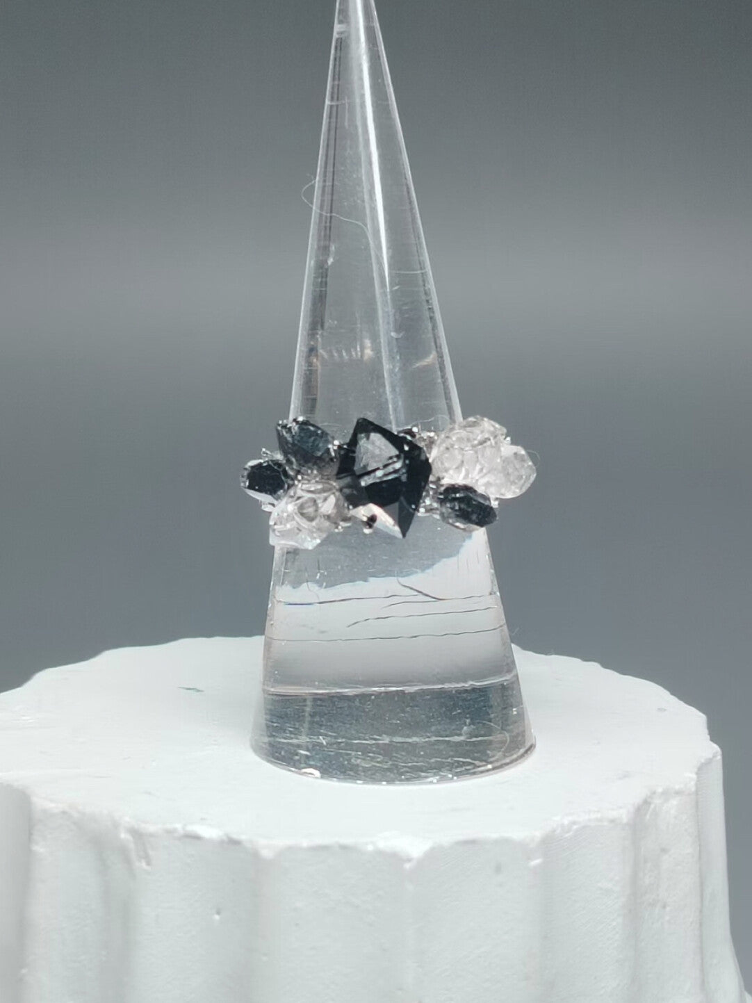 Bague originale brillante faite main, collection Architect Series Blooming Flowers · Bague ajustable en argent 925 