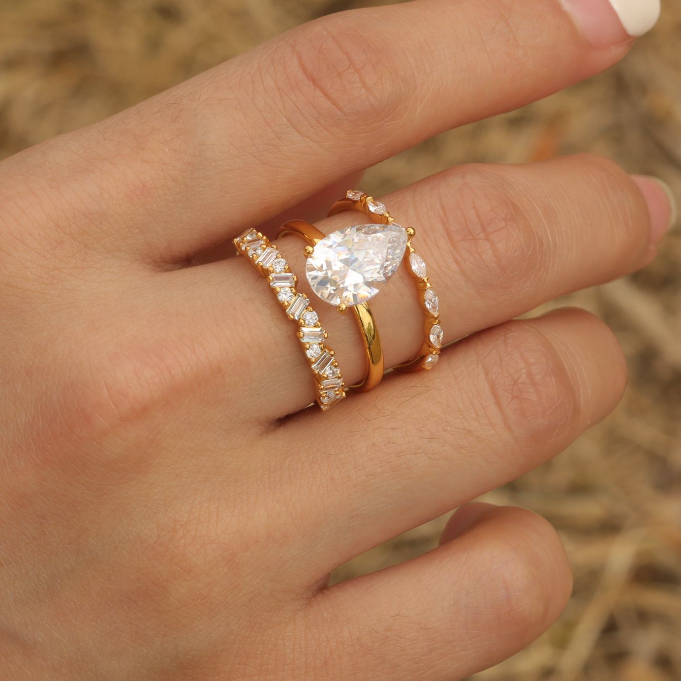 Ensemble de bagues empilables en argent S925 et moissanite, style élégant et tendance pour femme 