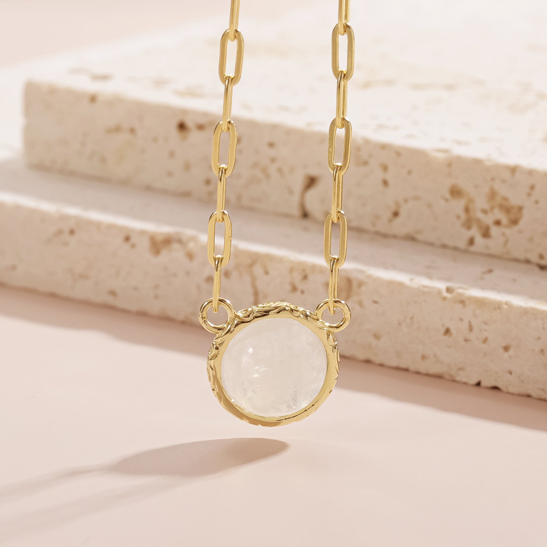 Natural Cream Blue Moonstone Necklace S925 Sterling Silver Inlaid Gemstone Expanded Long Chain