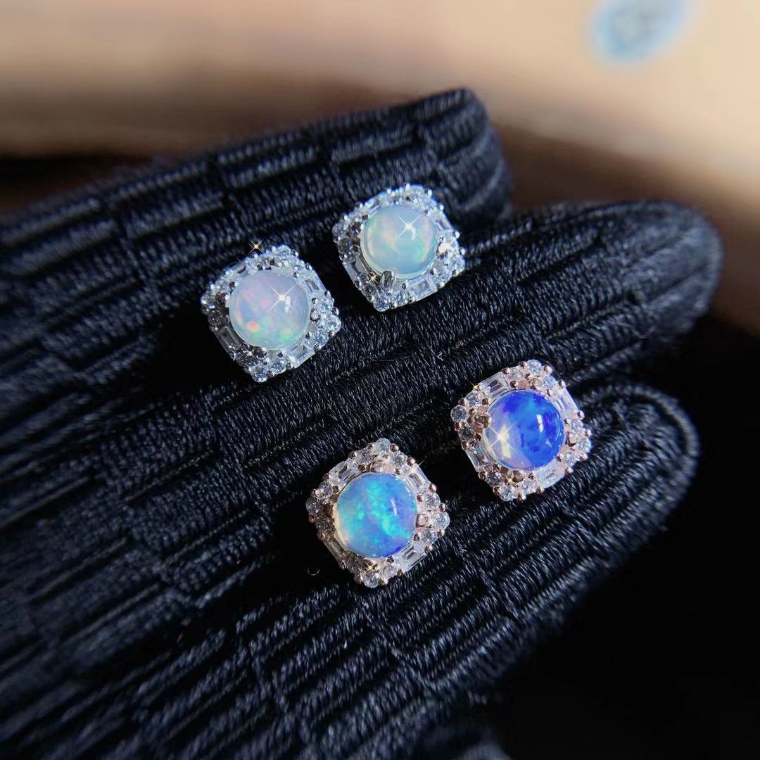 Natural Opal Set 925 Silver Inlaid Pendant Ring Jewelry for Women Gift for Girlfriend Live Supply