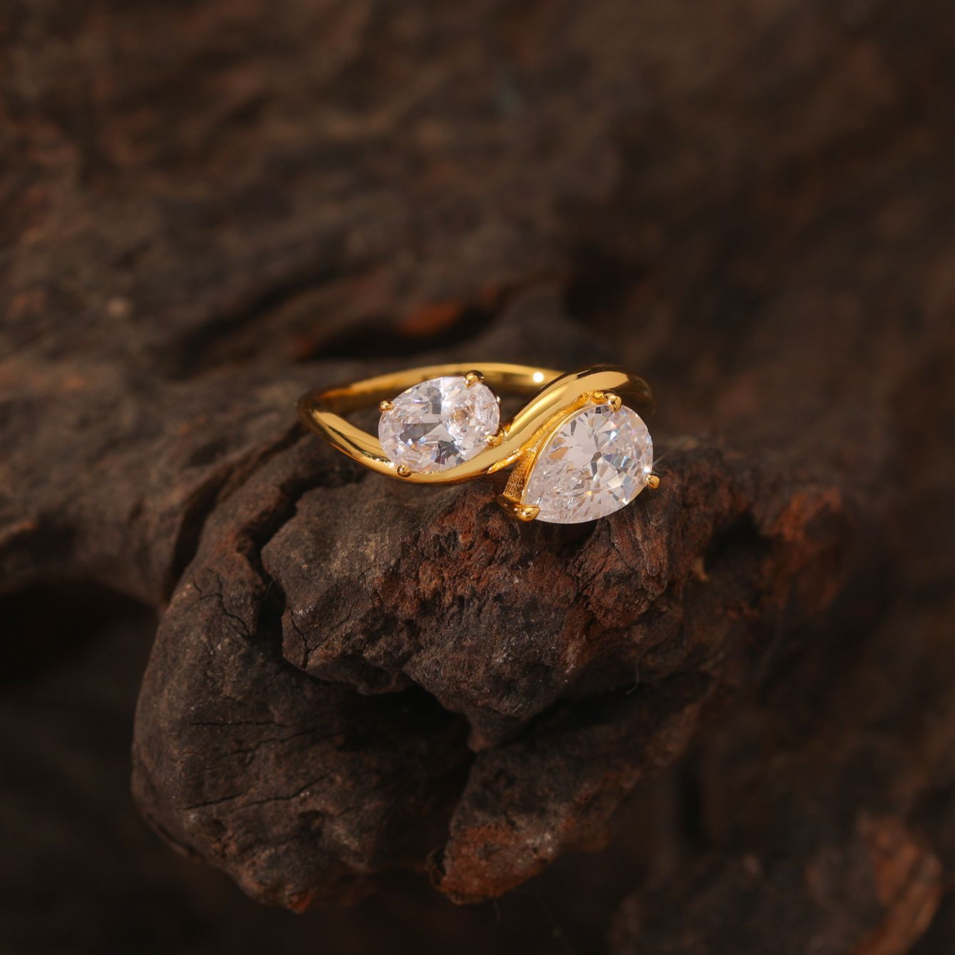 Bague double moissanite en argent S925, bague tendance avec motif moissanite, best-seller Amazon 