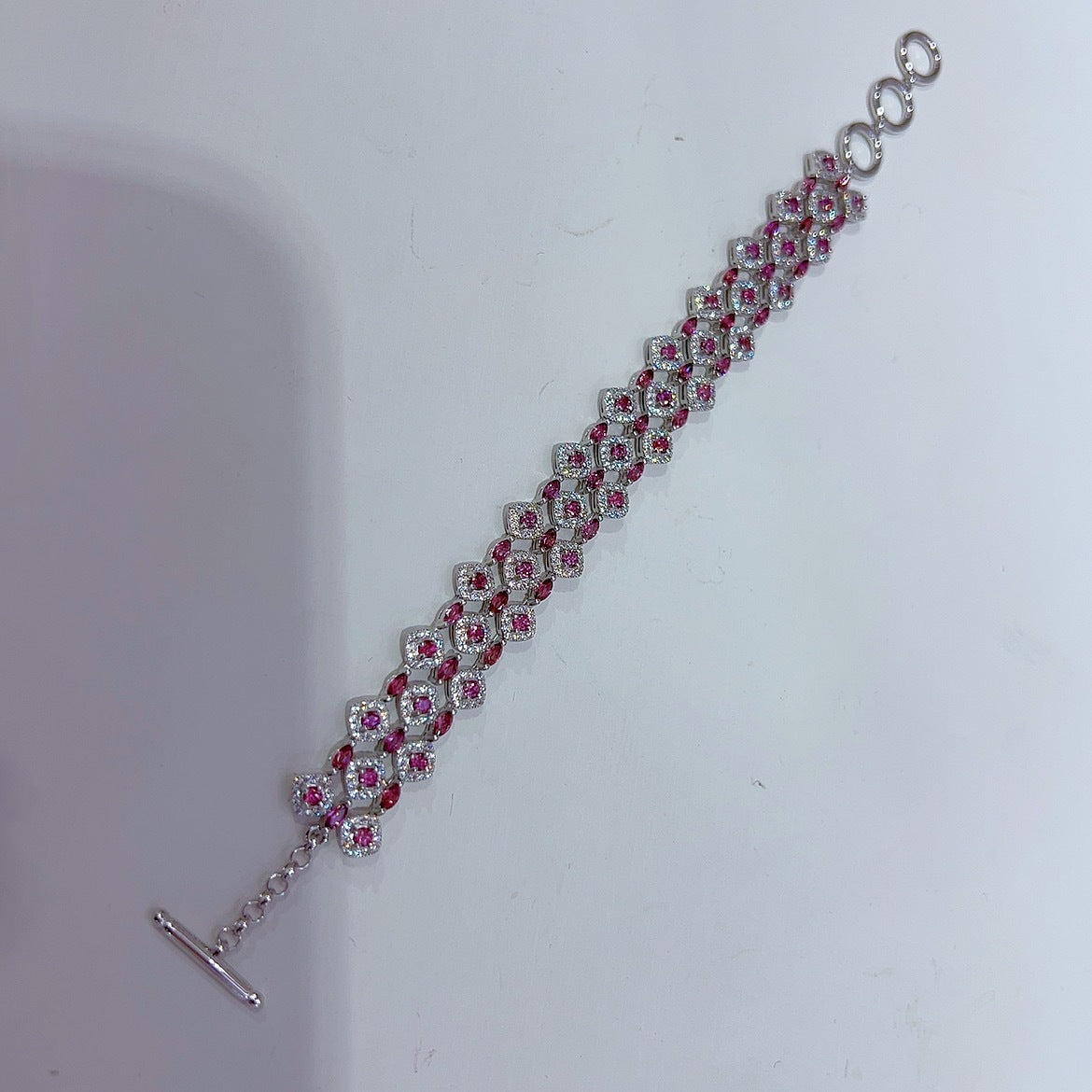 S925 Silver Platinum Plated Inlaid Magnesium Aluminum Garnet Main Stone 2*4 2.5mm Bracelet