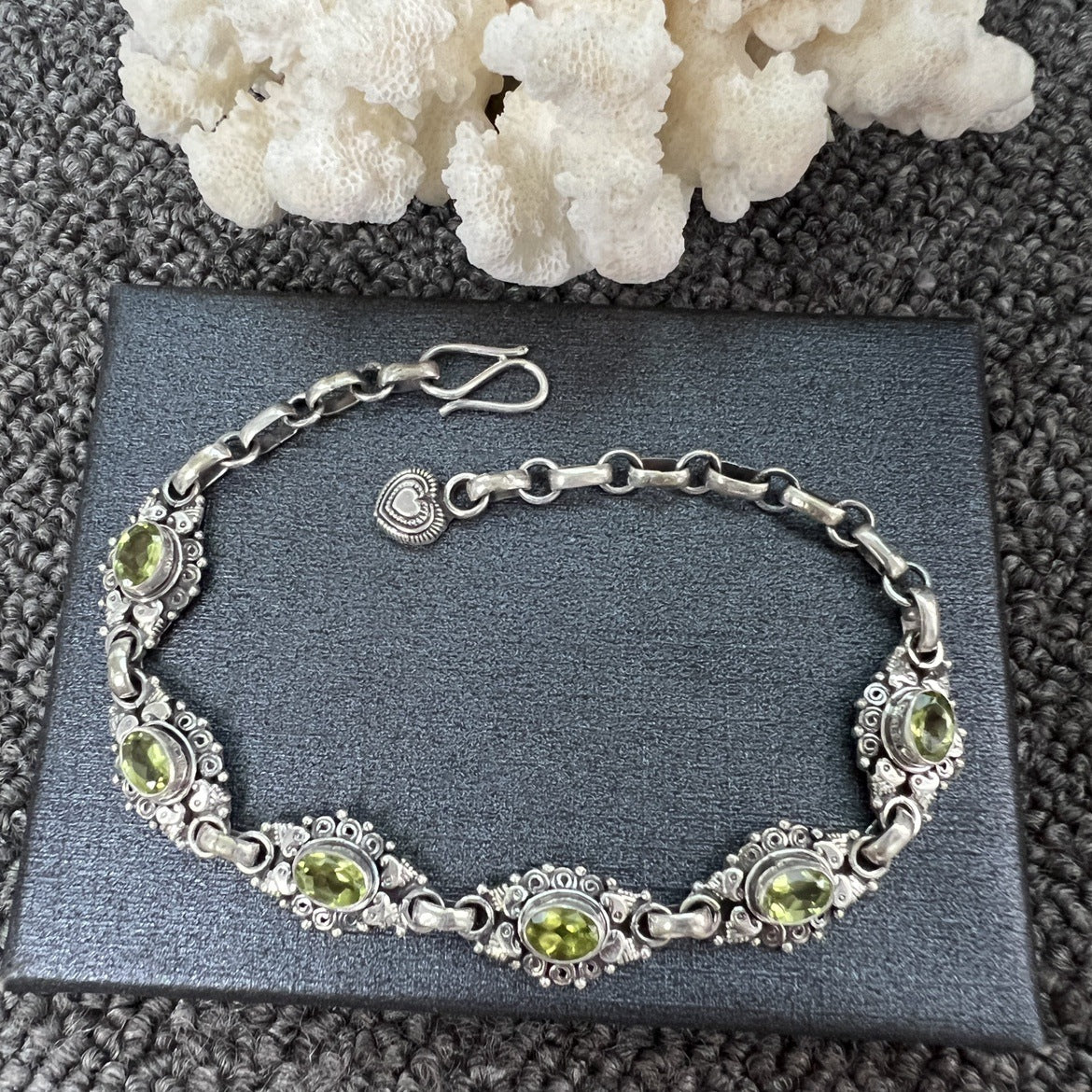 Nepal Handmade 925 Inlaid Yellow Crystal Ruby Amethyst Opal Stone Vintage Bracelet