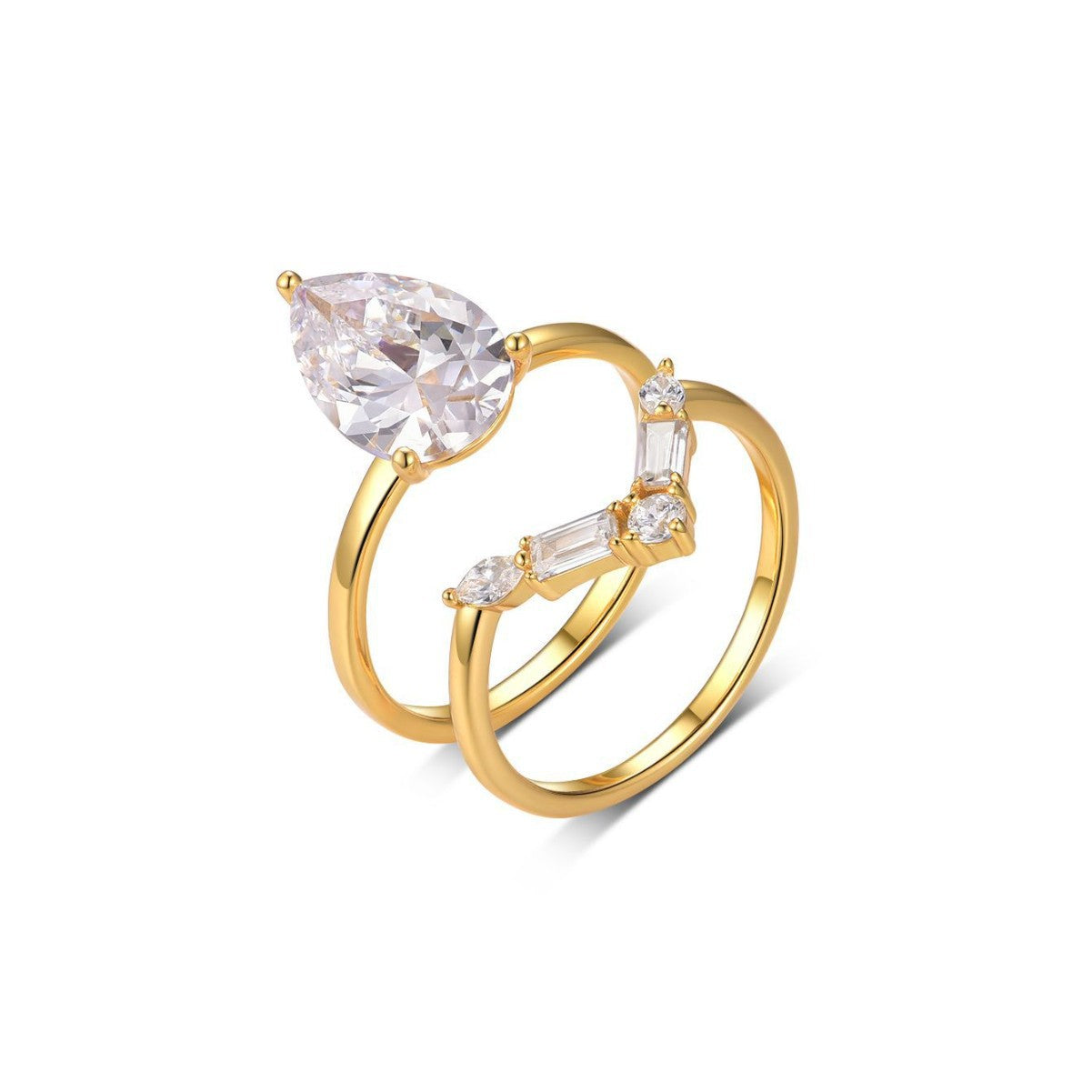 Ensemble de bagues empilables en argent S925 et moissanite, forme goutte d'eau, style simple et élégant, en promotion 