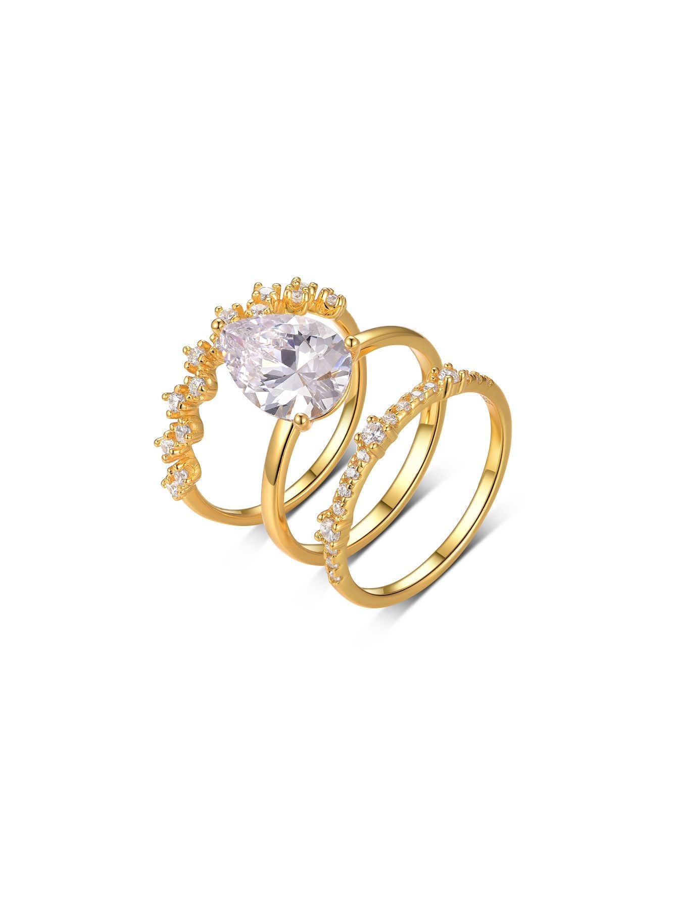 S925 Silver Moissanite Three-Piece Ring Set for Women, Internet Celebrity Hot Item, Simple Fashion Wedding Jewelry, Wholesale from Factory Source