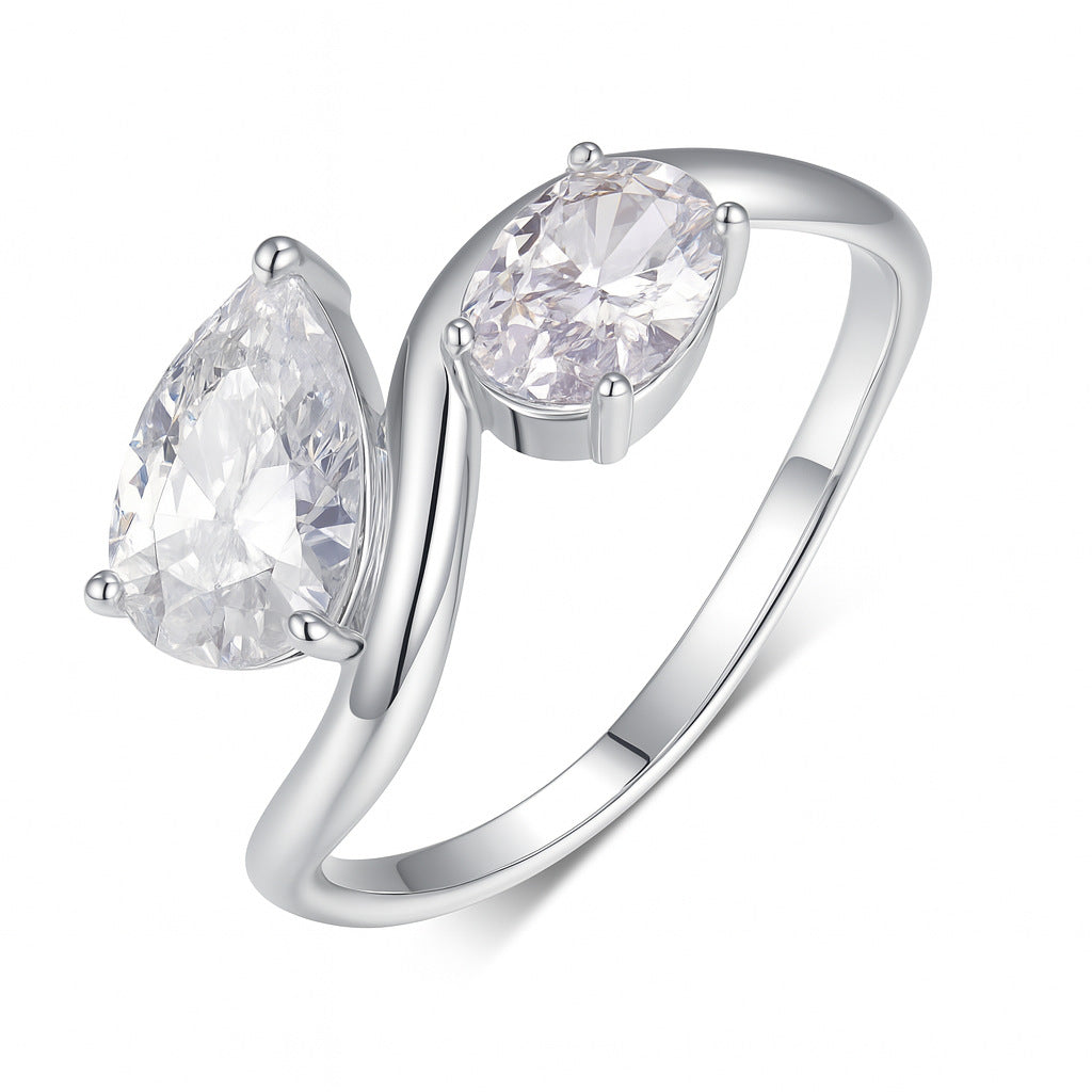 Bague double moissanite en argent S925, bague tendance avec motif moissanite, best-seller Amazon 