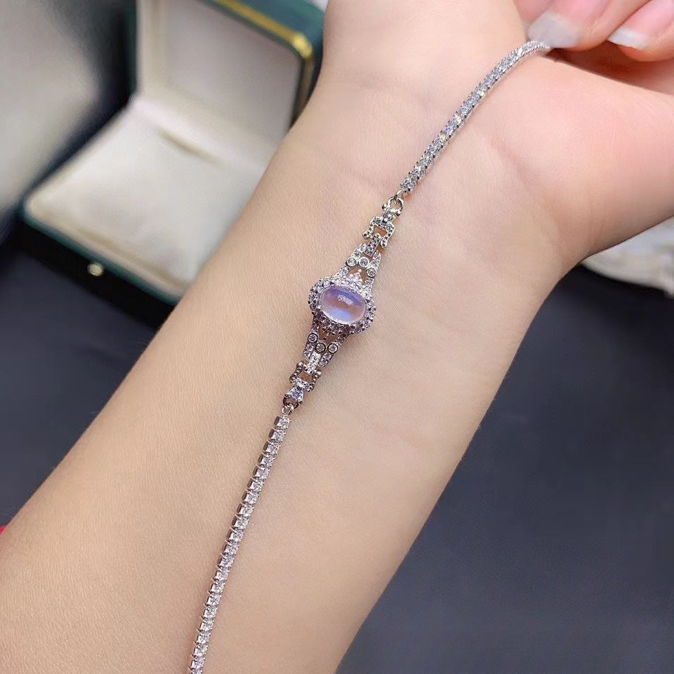 Natural Moonstone Bracelet 925 Sterling Silver Bracelet Female Jewelry High-grade Handmade Jewelry
