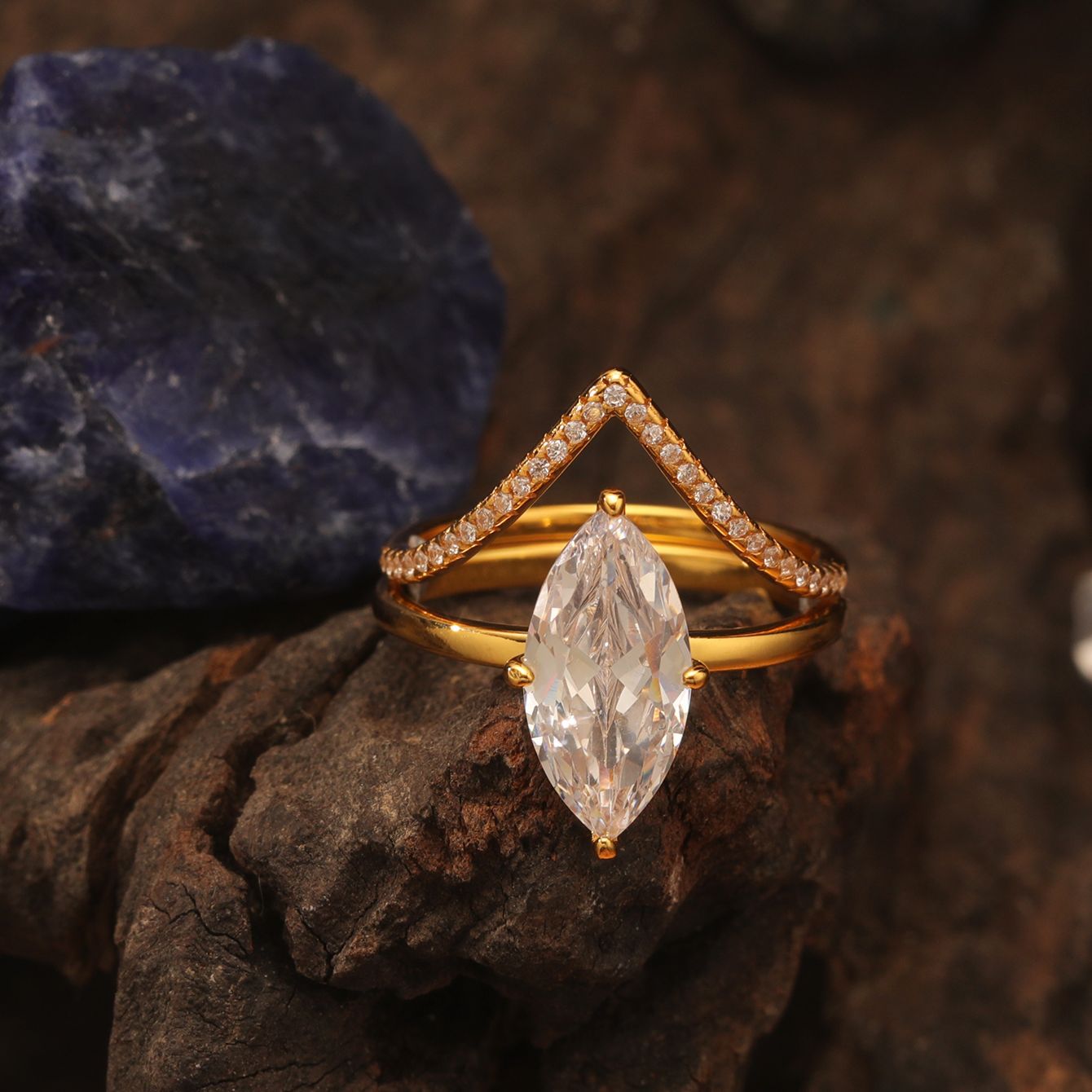 S925 Silver Moissanite Popular Ring for Women Water Drop Main Stone Two-Circle Stacking Set Wholesale