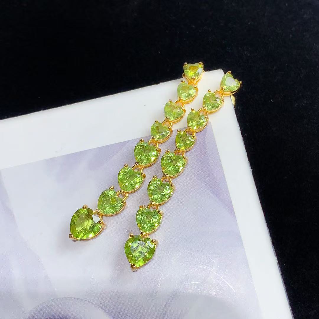 925 Sterling Silver Natural Peridot Stud Earrings Drop Earrings High-end Earrings