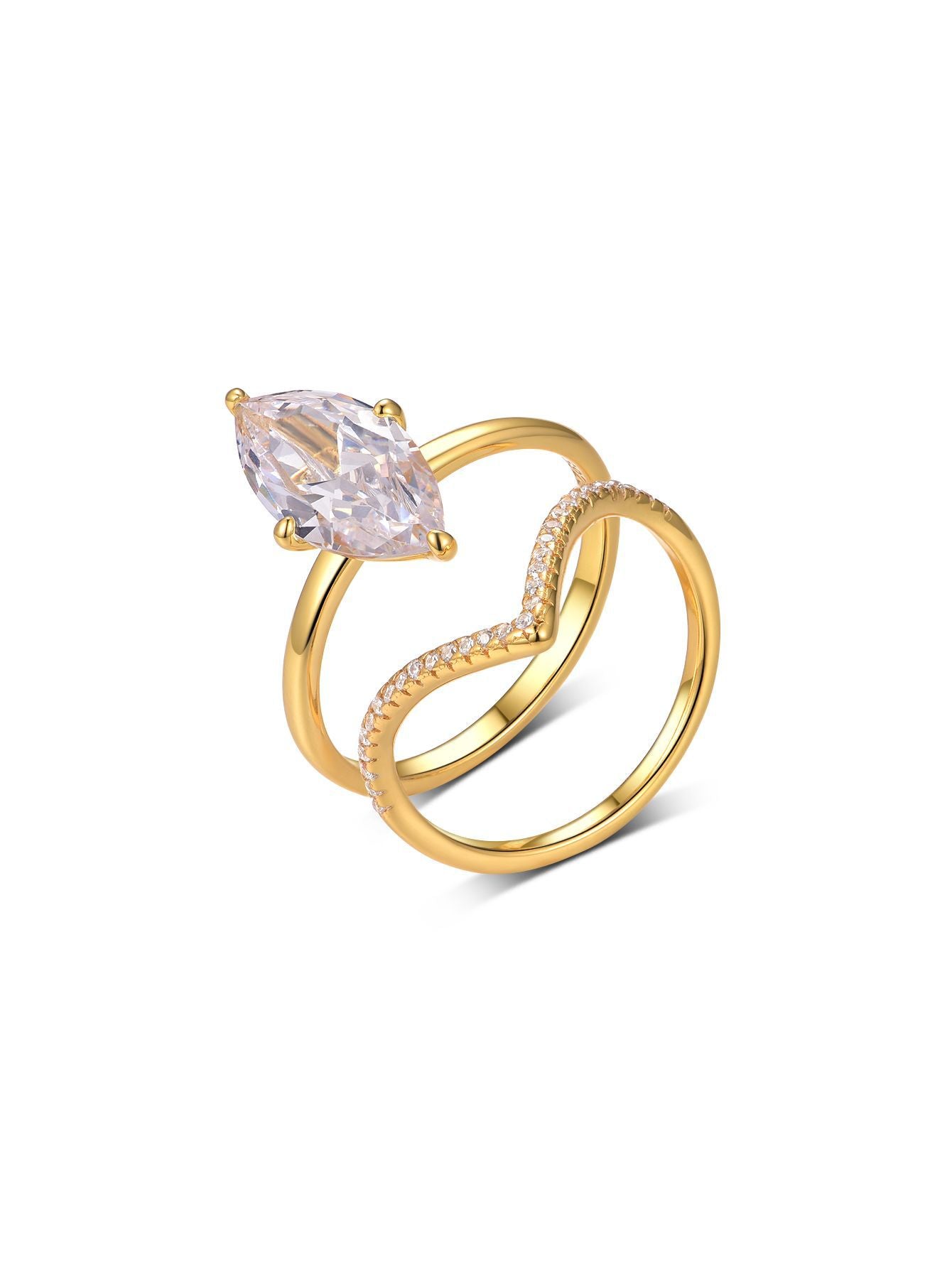 S925 Silver Moissanite Popular Ring for Women Water Drop Main Stone Two-Circle Stacking Set Wholesale