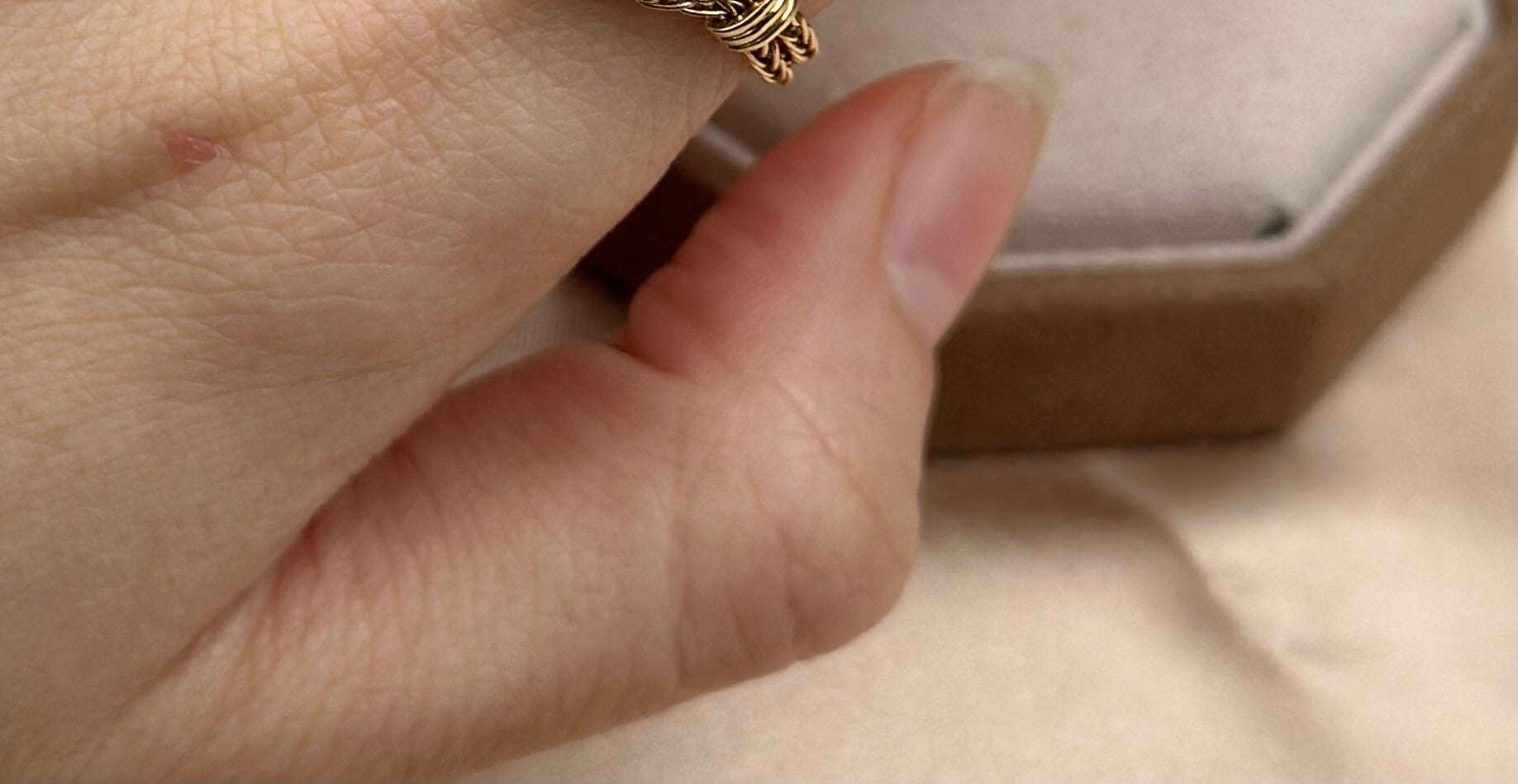 Antique Soft Chain Full Wrap Marquise Diamond Ring 18K solid gold Main Stone 1ct Ring