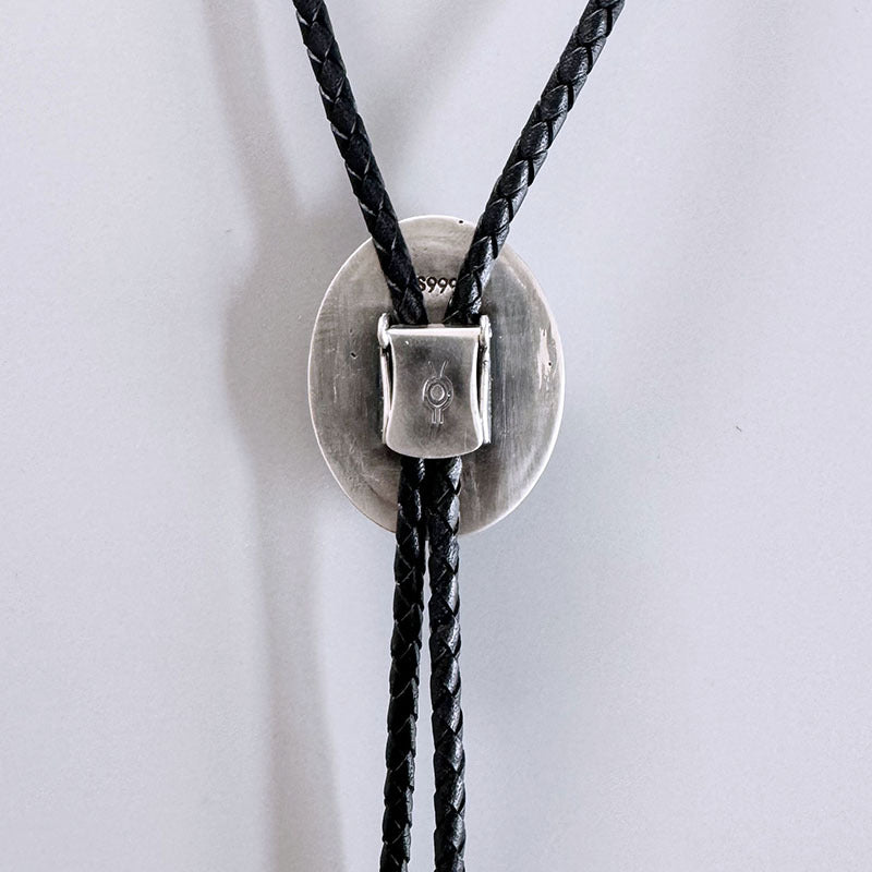Obsidian Original S999 Sterling Silver Inlaid Natural Obsidian Bolo Tie