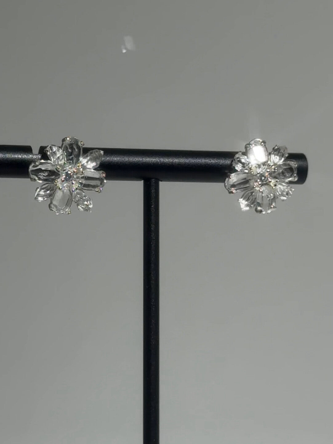 Flower of Winter Natural Shining Original Design Handmade Earrings · Pair of All-White 925 Silver Earrings