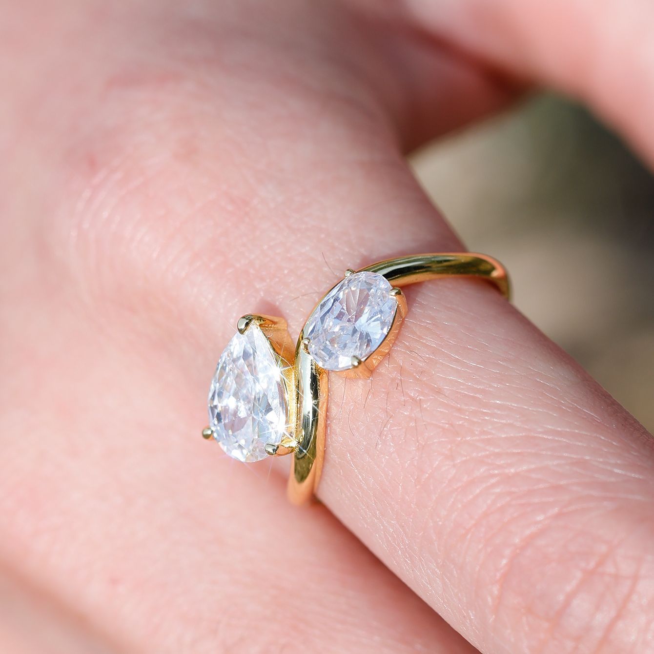 Bague double moissanite en argent S925, bague tendance avec motif moissanite, best-seller Amazon 