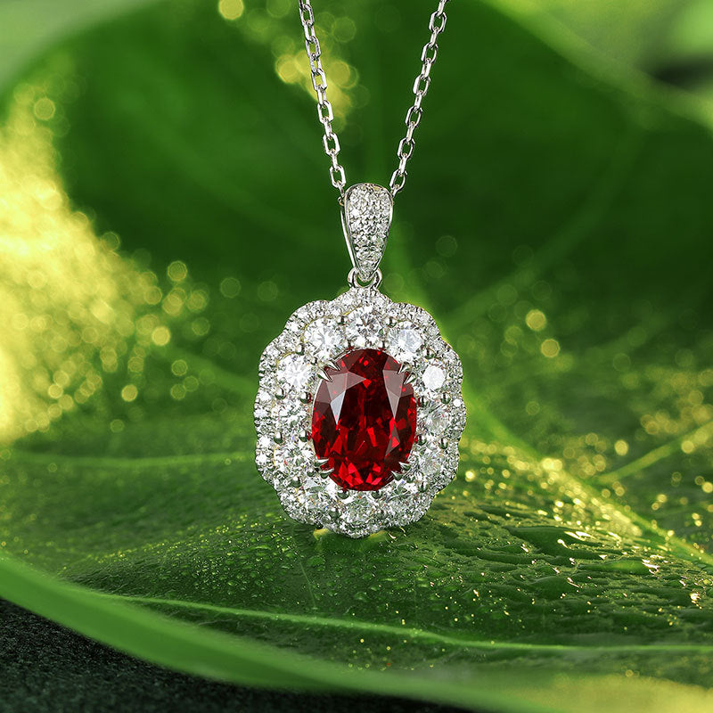 3 Carat Cultivated Pigeon Blood Red Ruby Necklace S925 Silver Choker