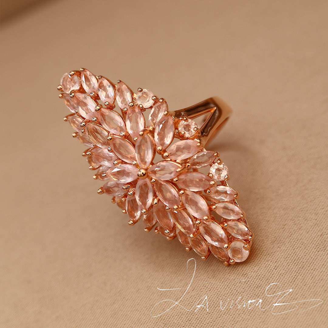 Second-hand Jewelry S925 Inlaid Natural Rose Quartz Ring