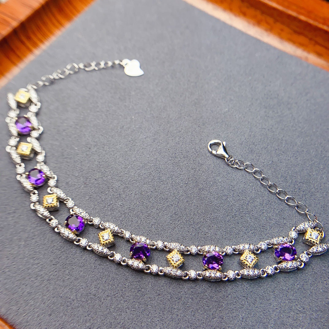 Natural Amethyst S925 Bracelet 4*5mm Jewelry Bracelet