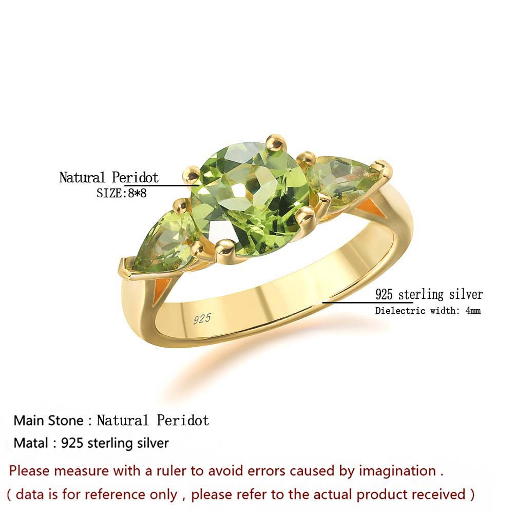 Italian Jewelry Design 925 Silver Fashion Noble Ring Inlaid with Peridot