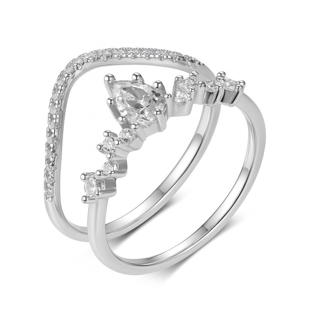 S925 Silver Combination Two-Piece Moissanite Ring Set Ring Hot Sale Independent Station Hot Selling Wholesale