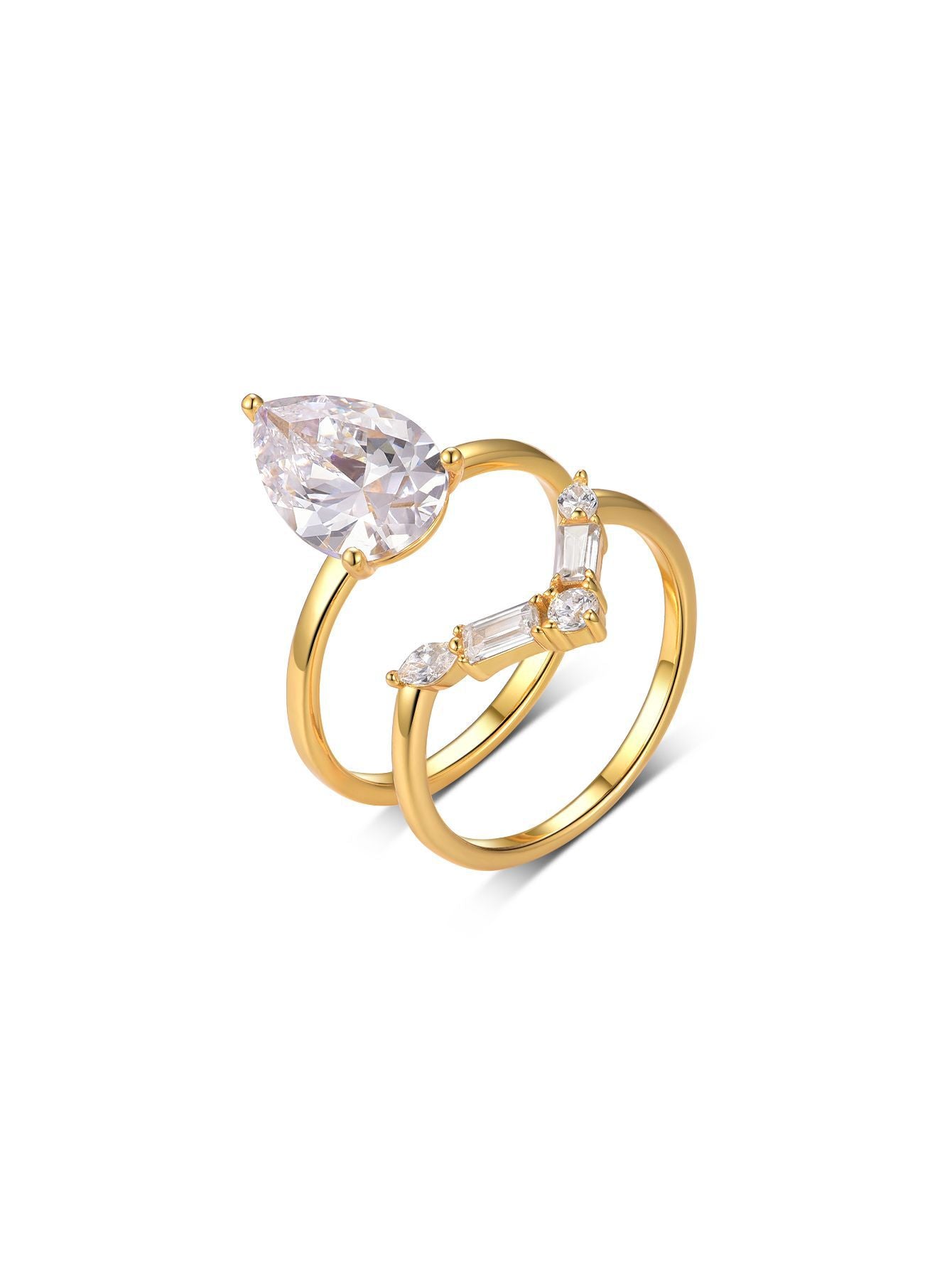 Ensemble de bagues empilables en argent S925 et moissanite, forme goutte d'eau, style simple et élégant, en promotion 