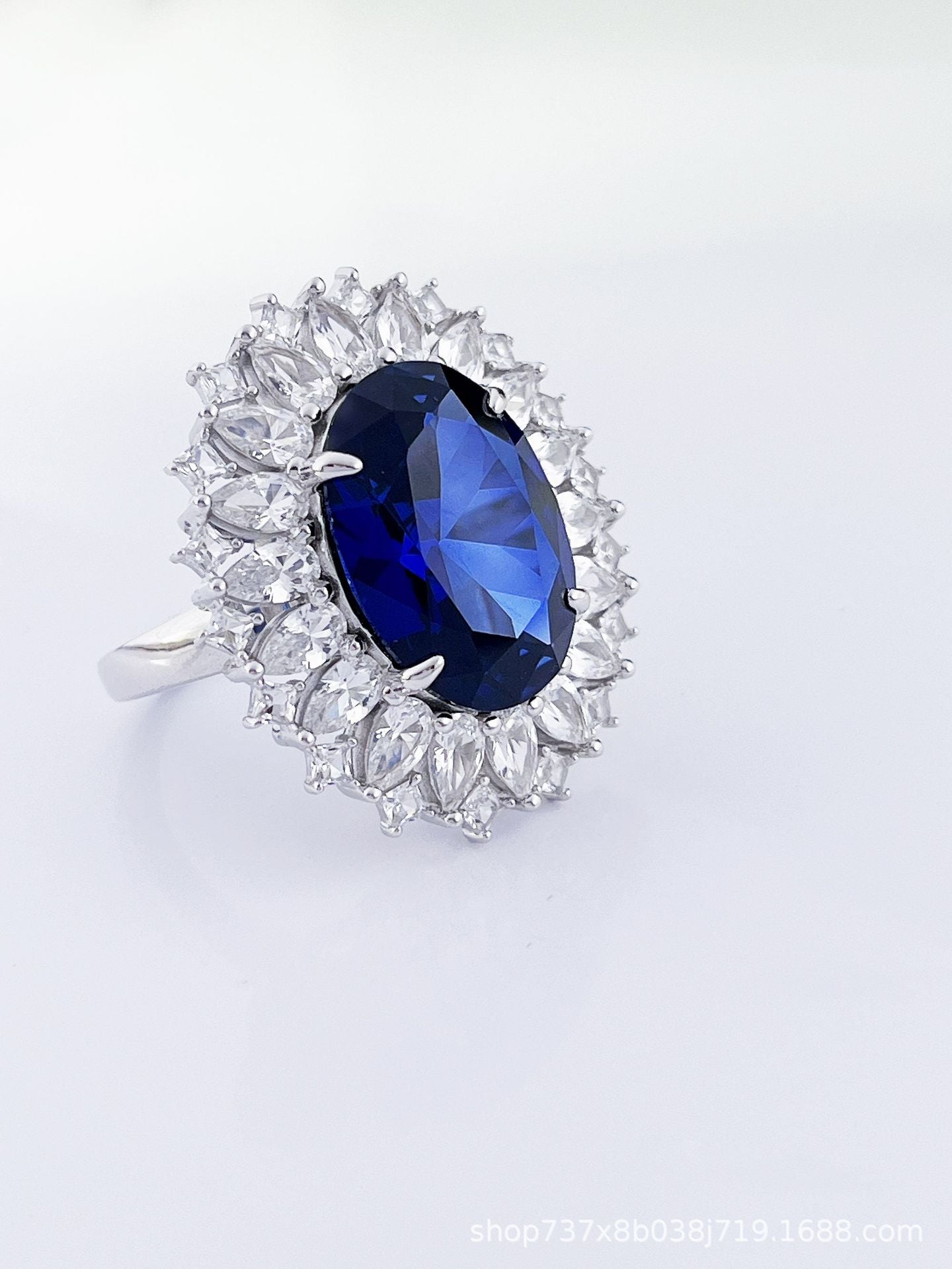 S925 Sterling Silver Sapphire Ring Hand Jewelry Light Luxury Super Flash High-grade Ring
