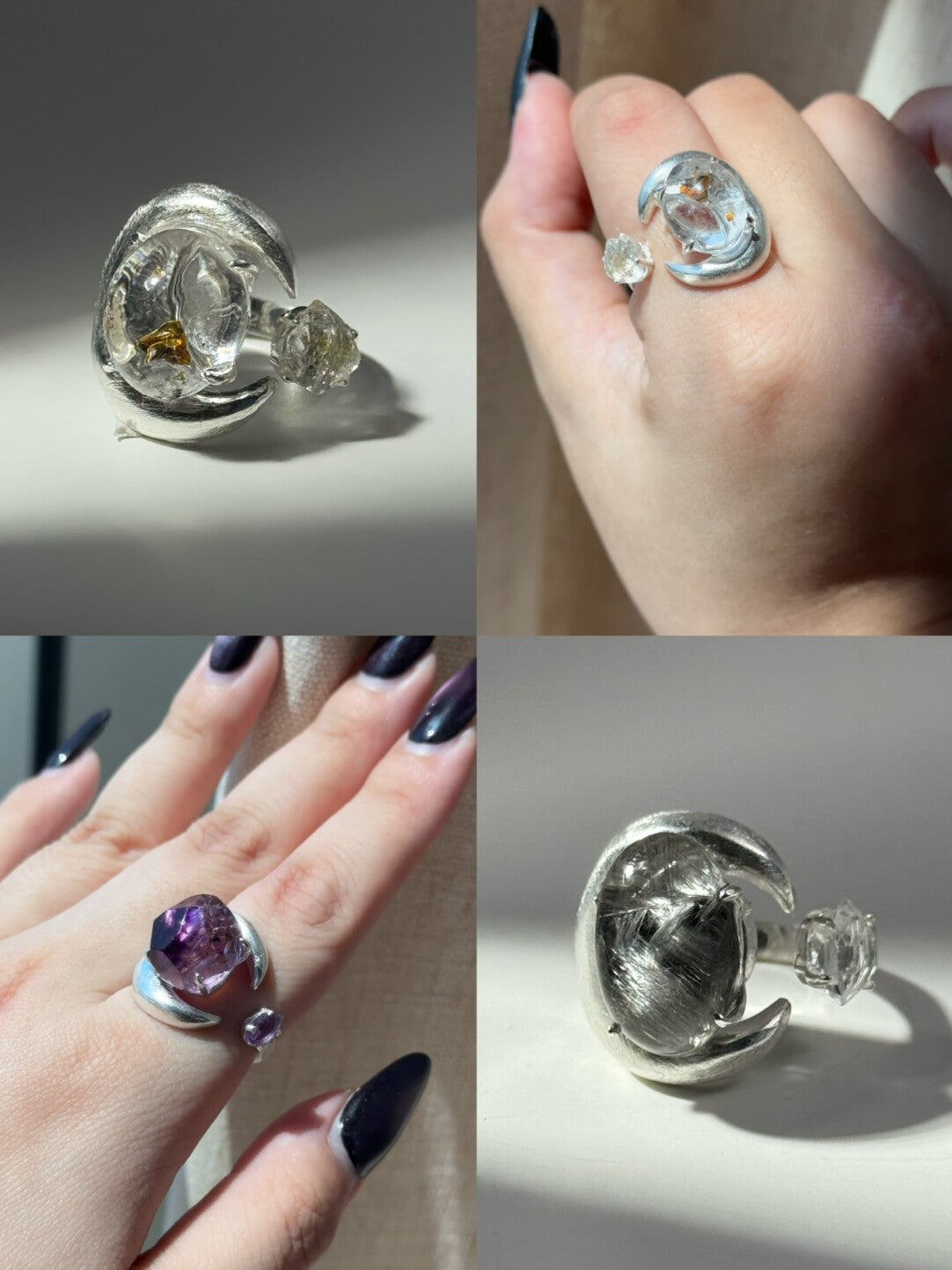 Baoyue Original Design Handmade 925 Silver Open Ring · White Flashing Version