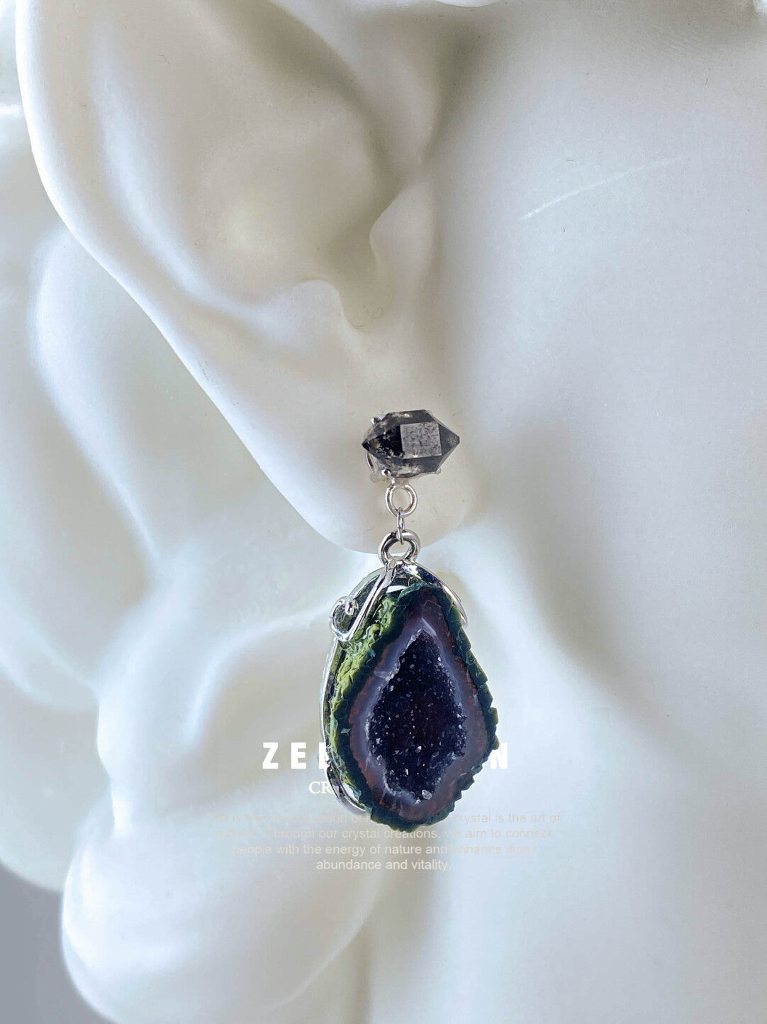 Painter Series Drip Gravel Natural Geode Original Earrings